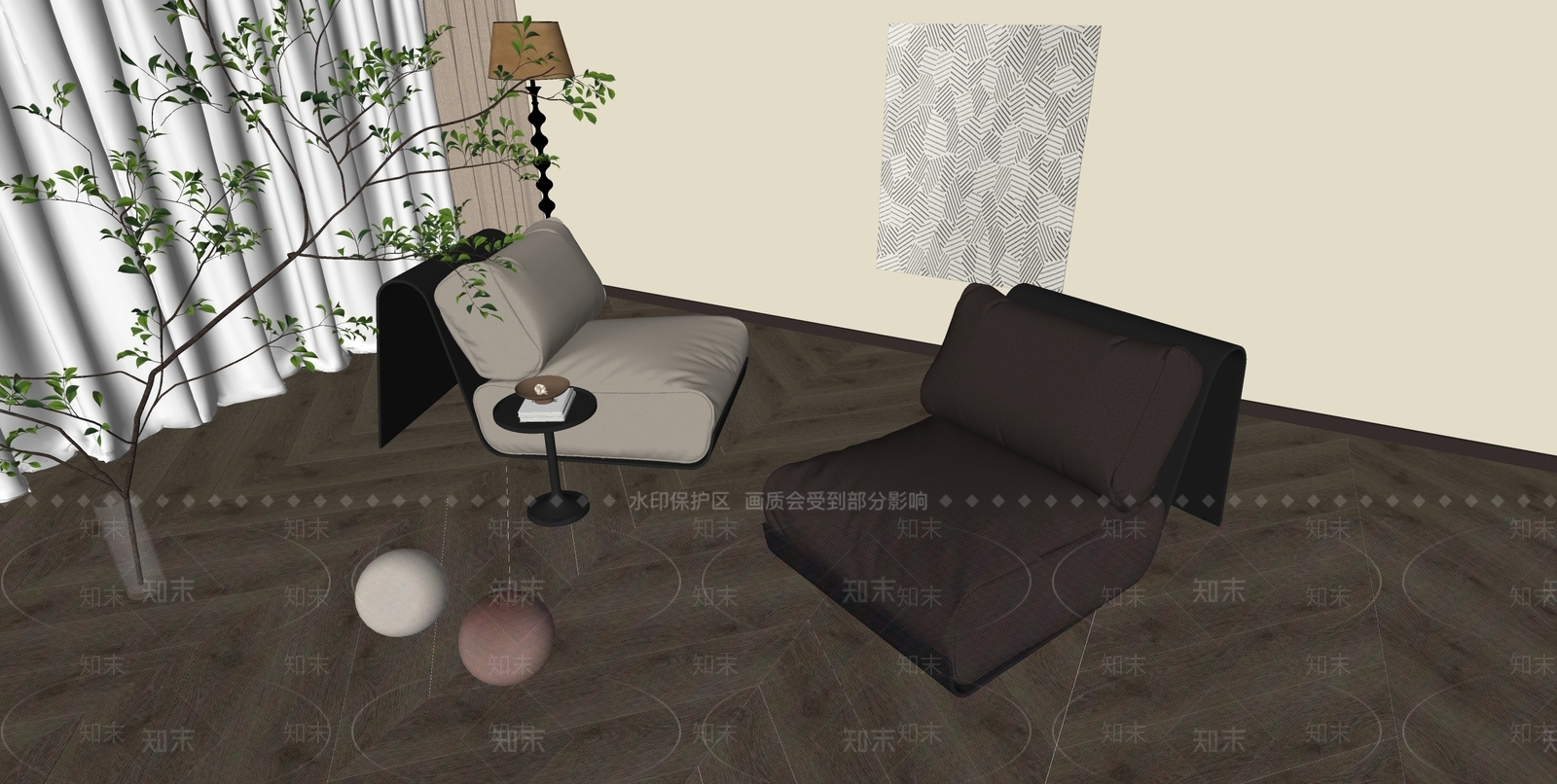 现代懒人沙发SU模型下载【ID:1173522605】