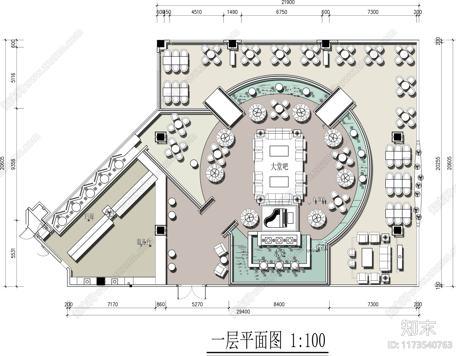 轻奢咖啡厅cad施工图下载【ID:1173540763】