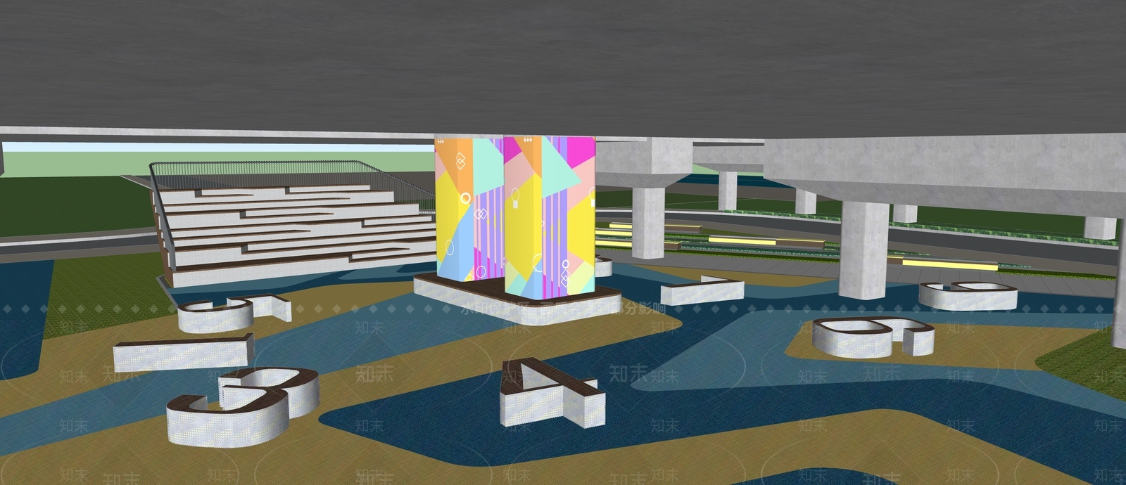 现代景观公园SU模型下载【ID:1173540598】
