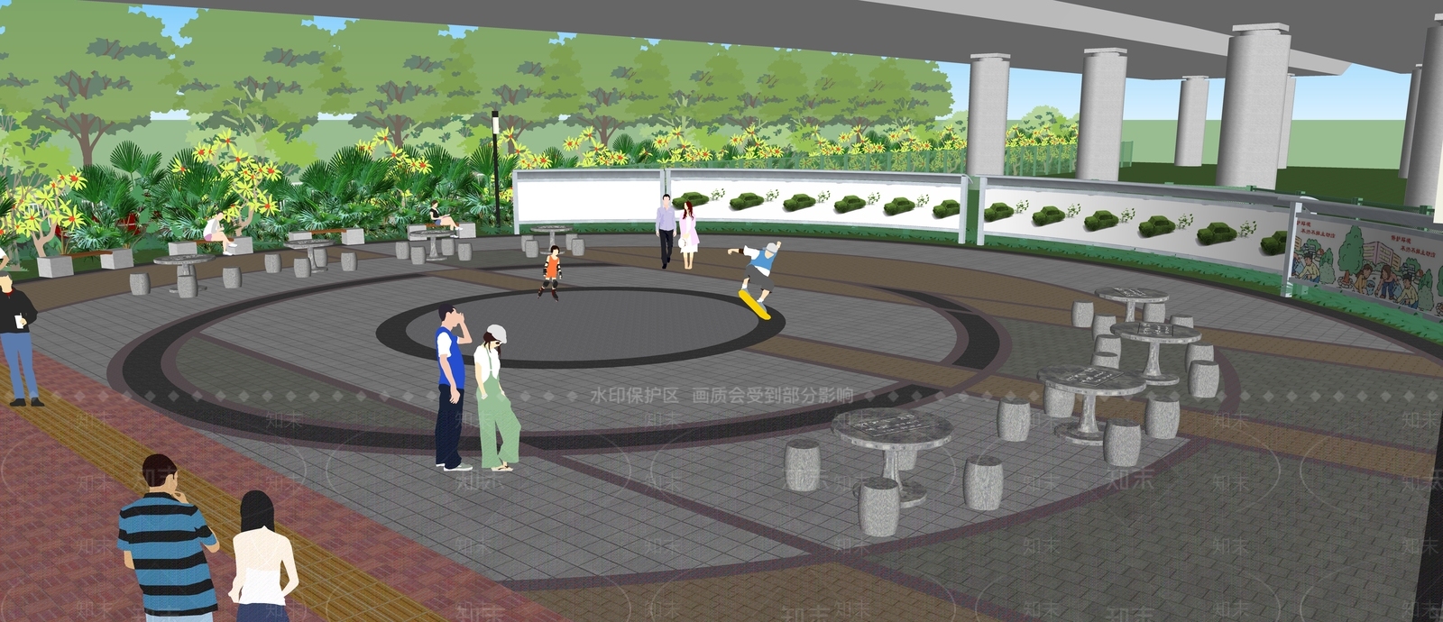 现代景观公园SU模型下载【ID:1173541331】