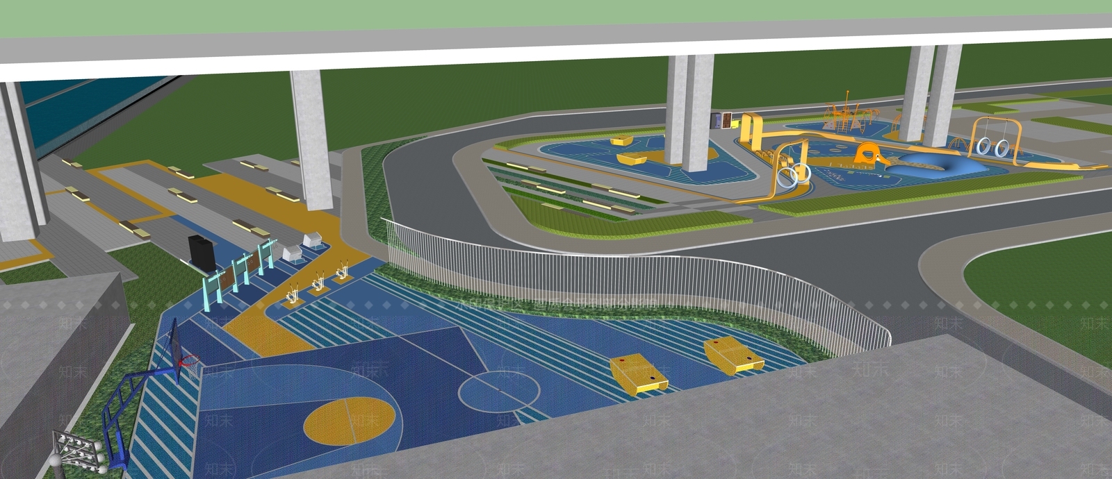 现代景观公园SU模型下载【ID:1173541522】