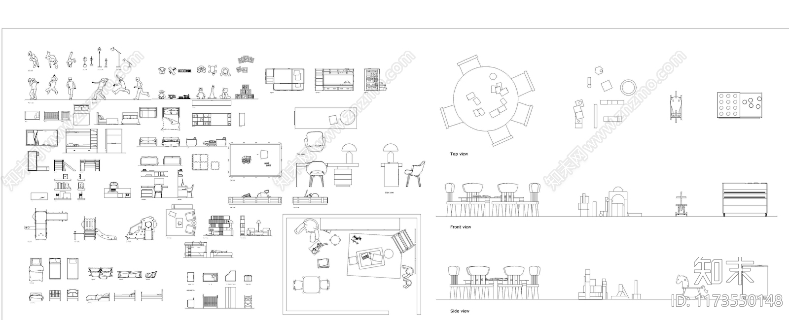 现代综合家具图库cad施工图下载【ID:1173550148】