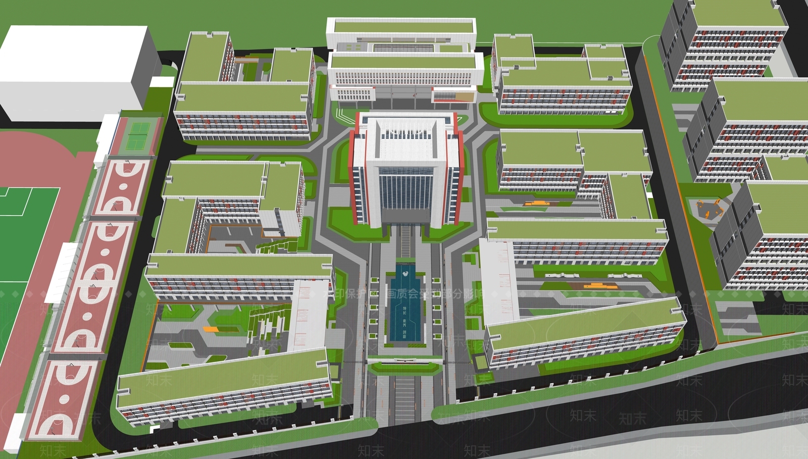 现代校园景观SU模型下载【ID:1173554846】