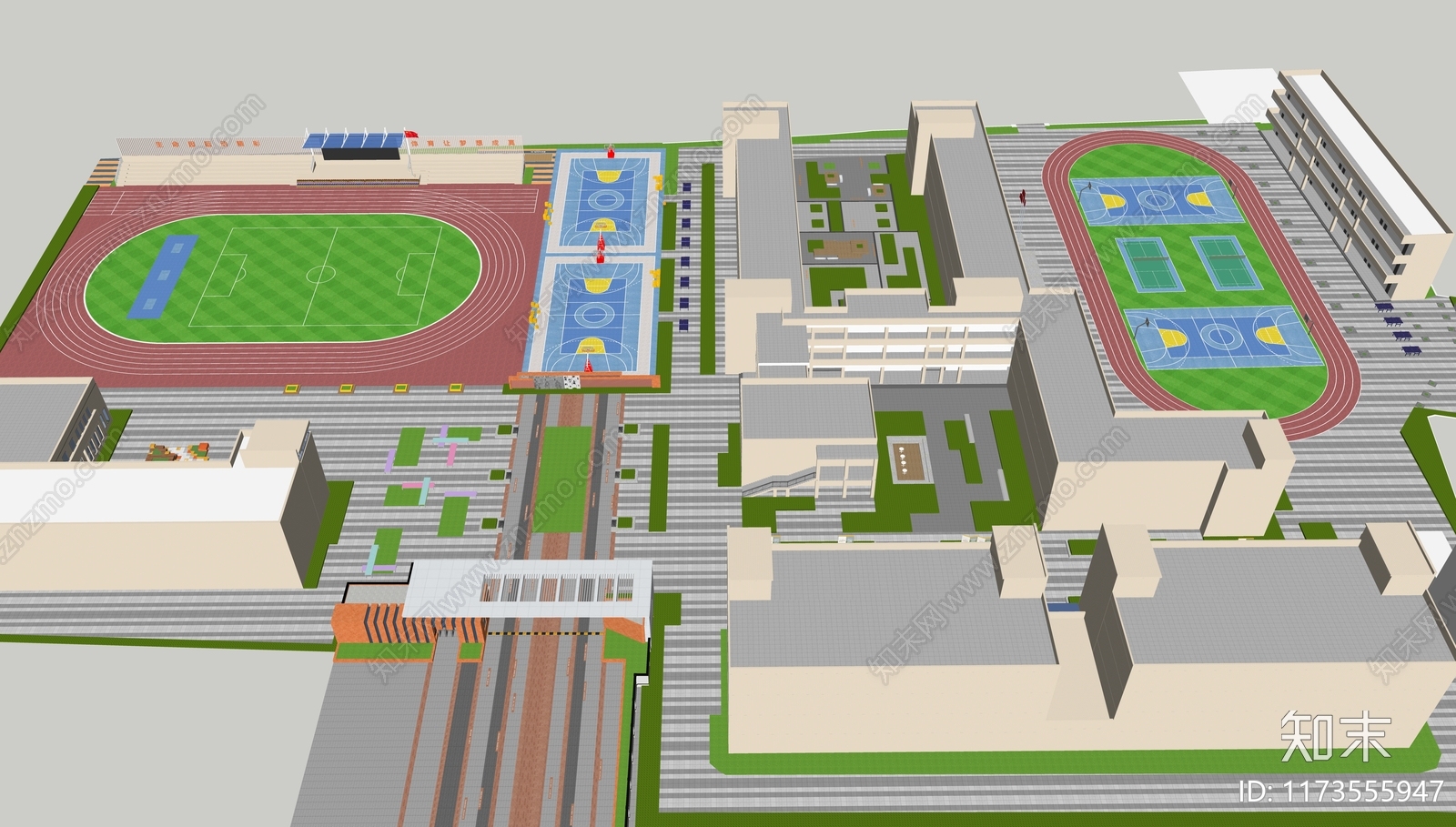 现代校园景观SU模型下载【ID:1173555947】