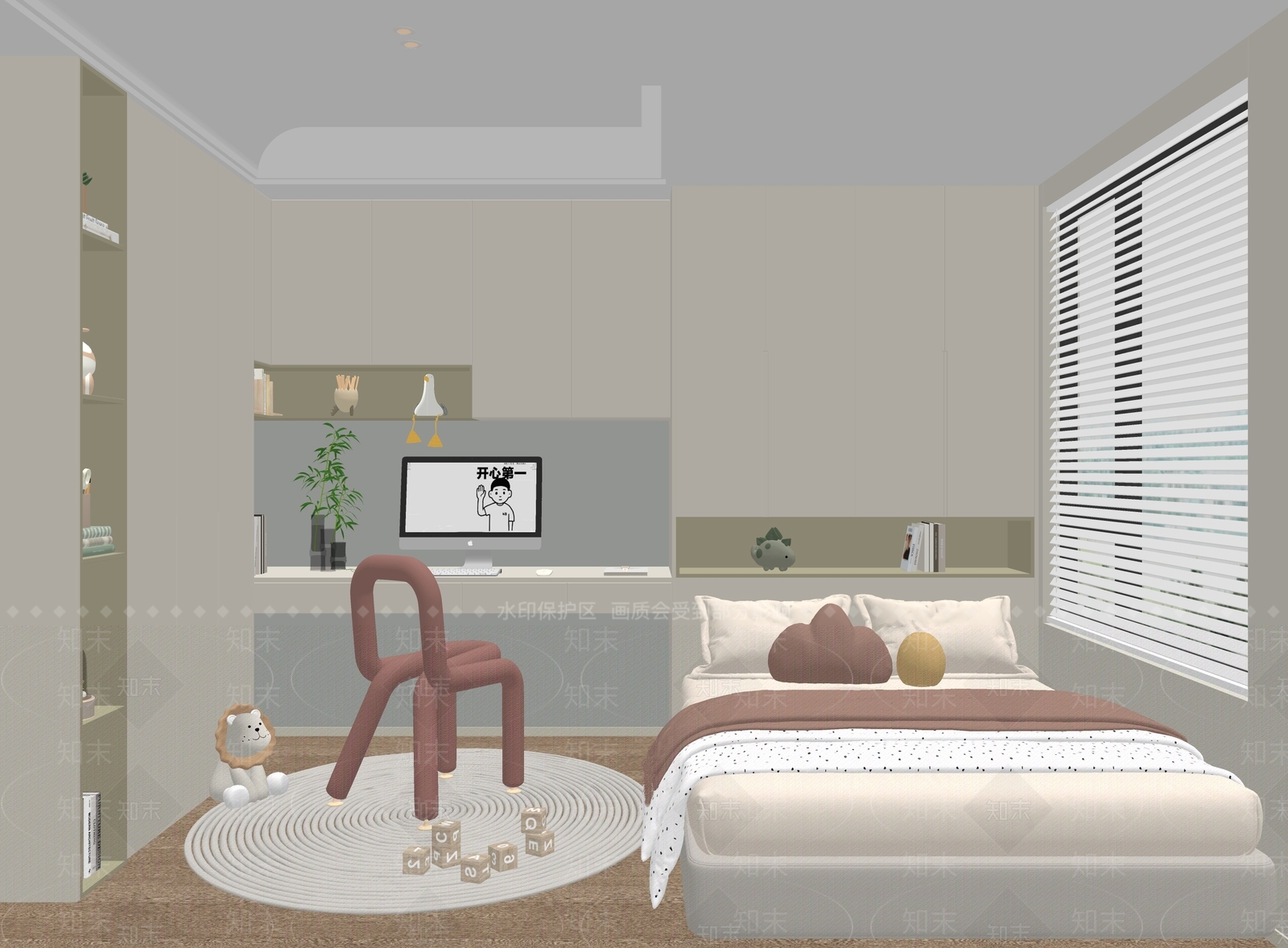 现代通用儿童房SU模型下载【ID:1173558904】