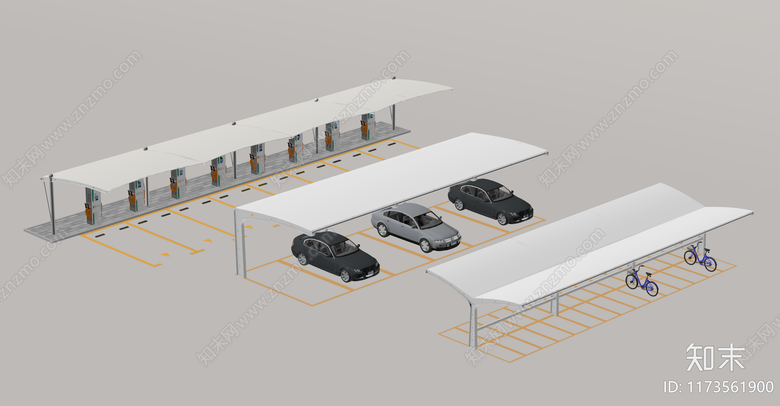 现代停车场SU模型下载【ID:1173561900】
