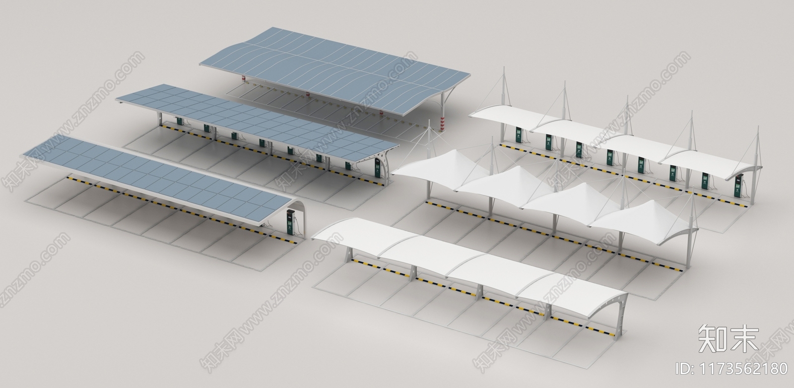 现代户外停车场3D模型下载【ID:1173562180】