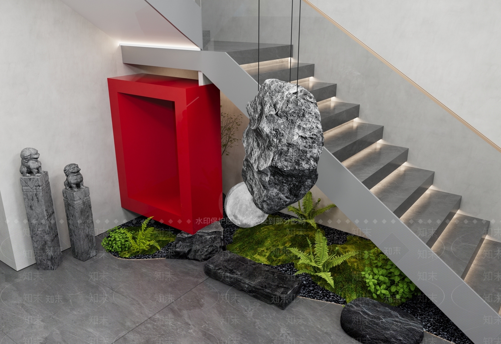 现代侘寂楼梯间3D模型下载【ID:1173563307】