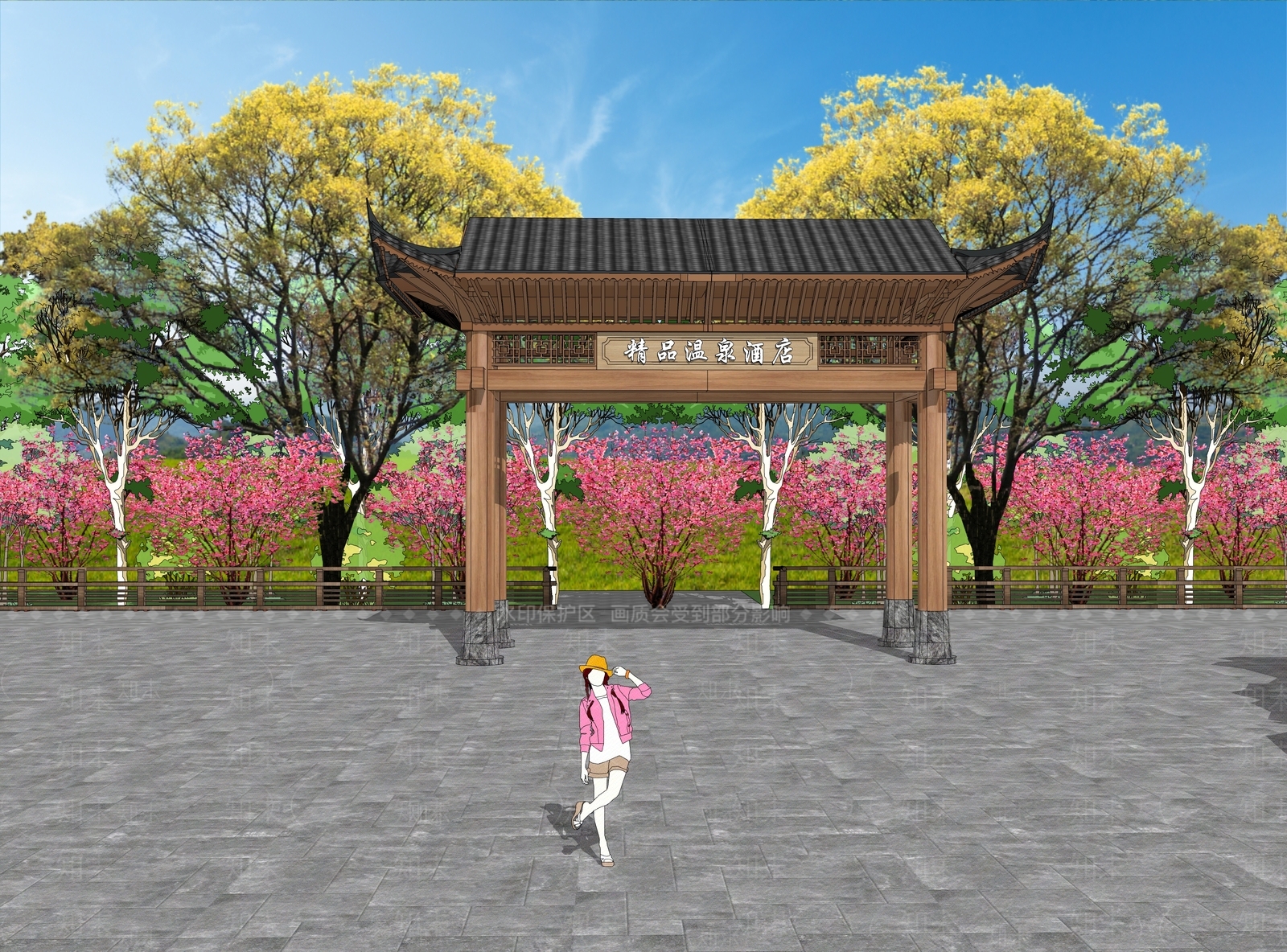新中式牌坊牌楼SU模型下载【ID:1173563923】