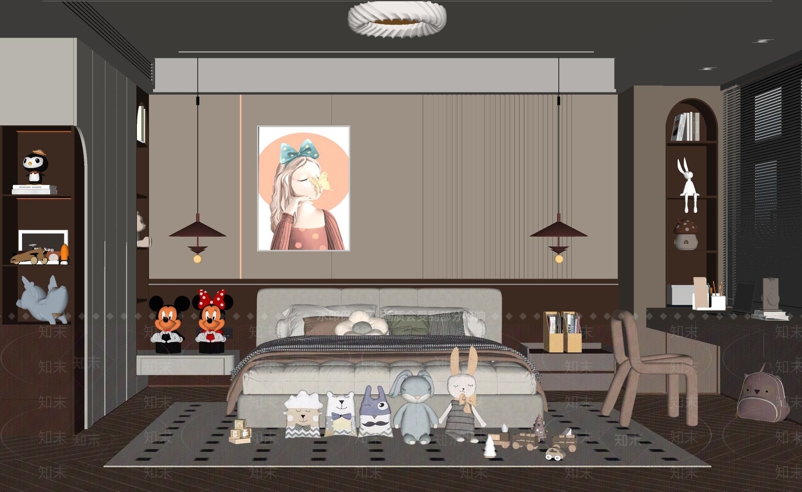 现代女孩房SU模型下载【ID:1173568735】