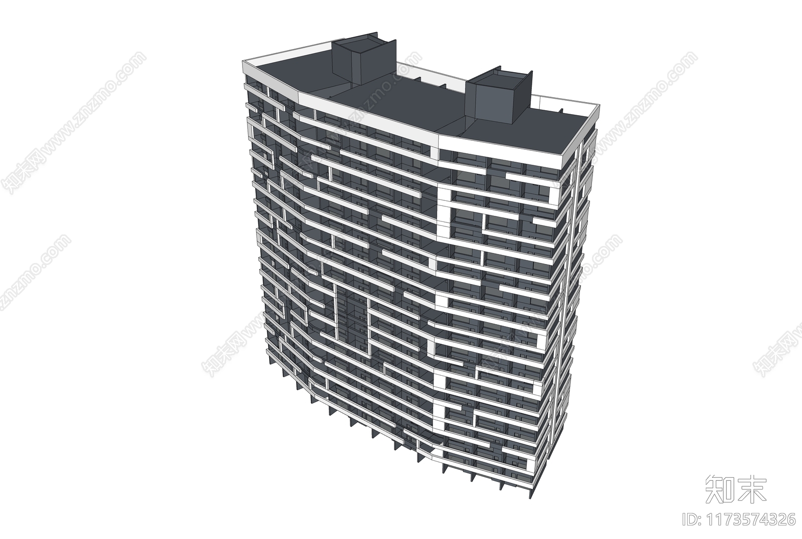 现代简约酒店建筑SU模型下载【ID:1173574326】