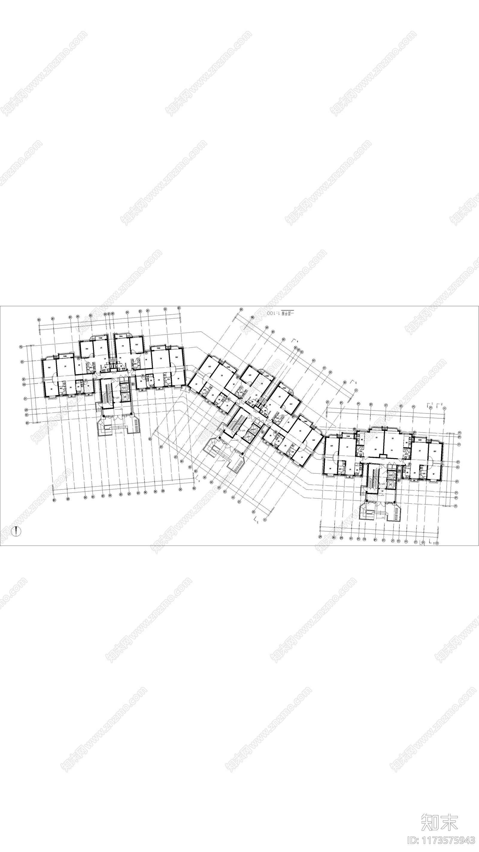 现代住宅楼建筑cad施工图下载【ID:1173575943】