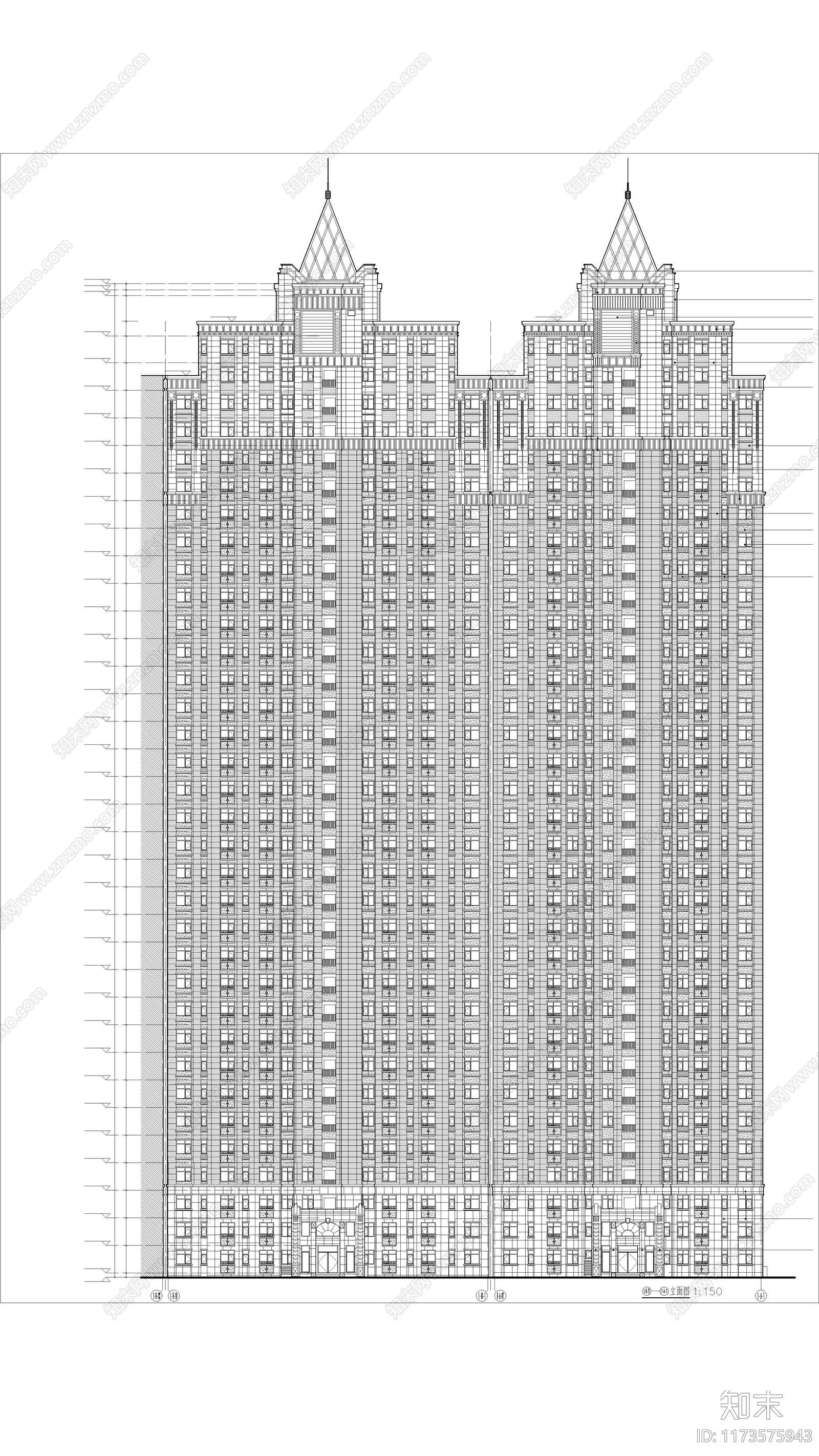 现代住宅楼建筑cad施工图下载【ID:1173575943】