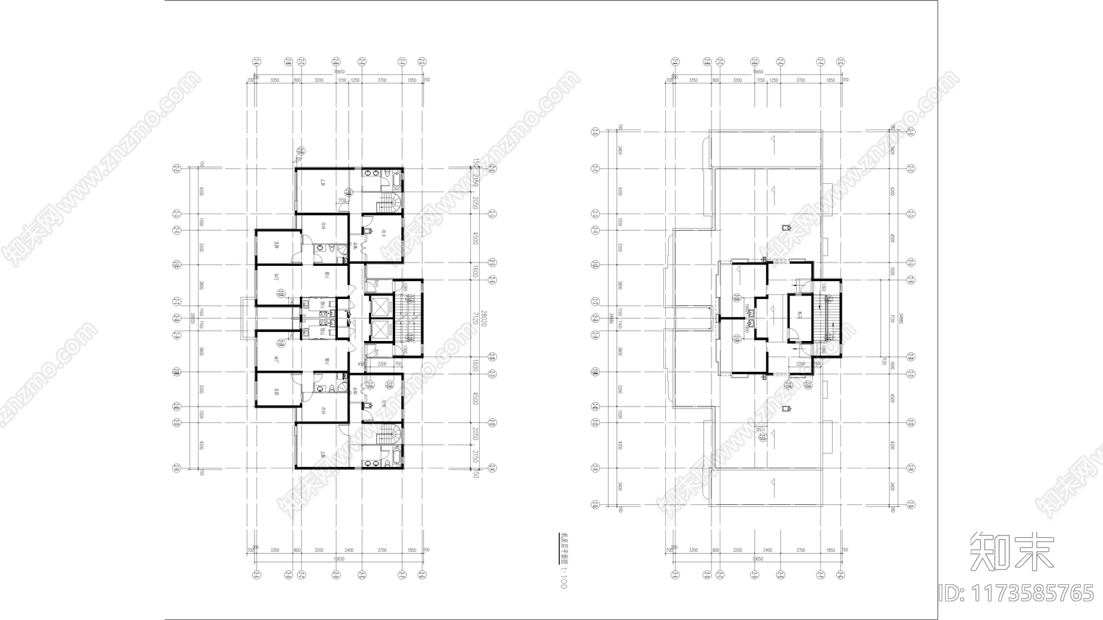 现代住宅楼建筑cad施工图下载【ID:1173585765】