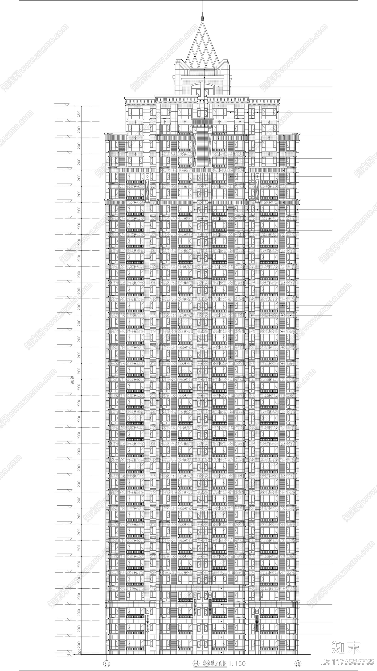 现代住宅楼建筑cad施工图下载【ID:1173585765】