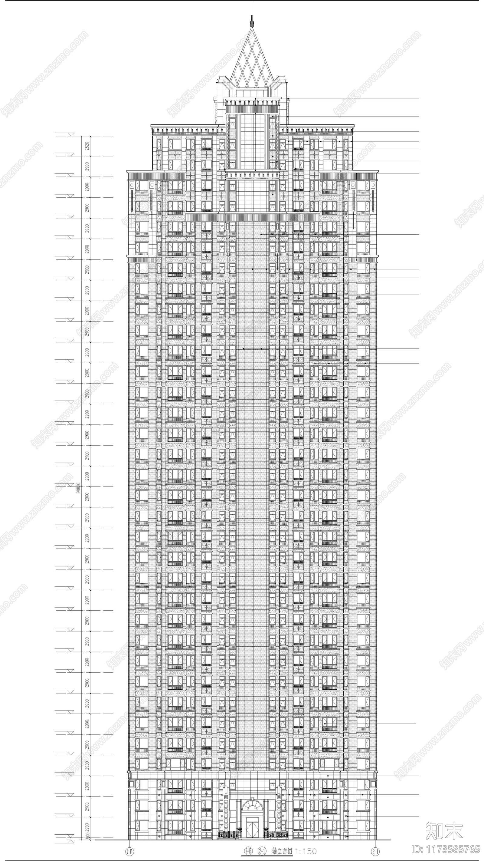 现代住宅楼建筑cad施工图下载【ID:1173585765】