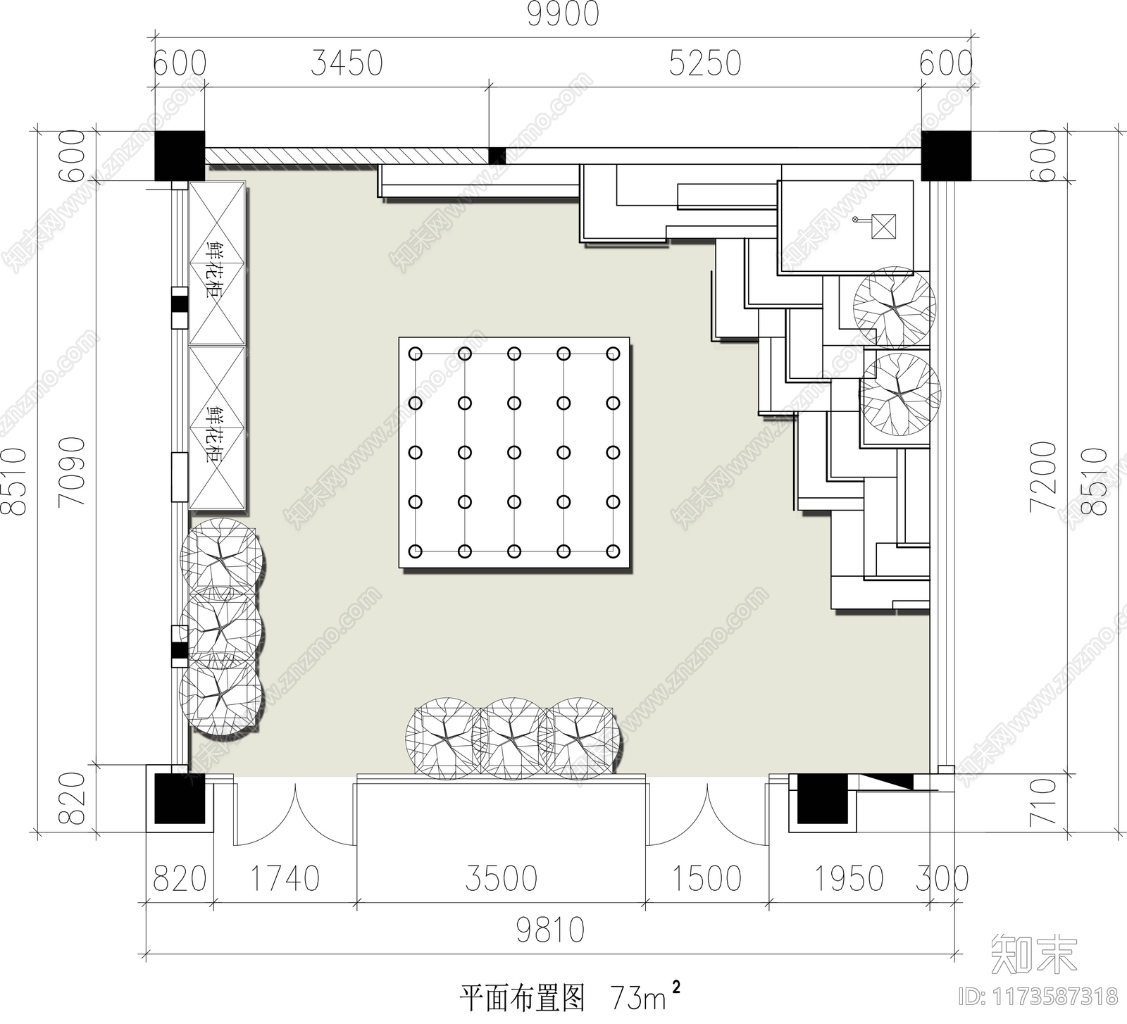 现代花店cad施工图下载【ID:1173587318】