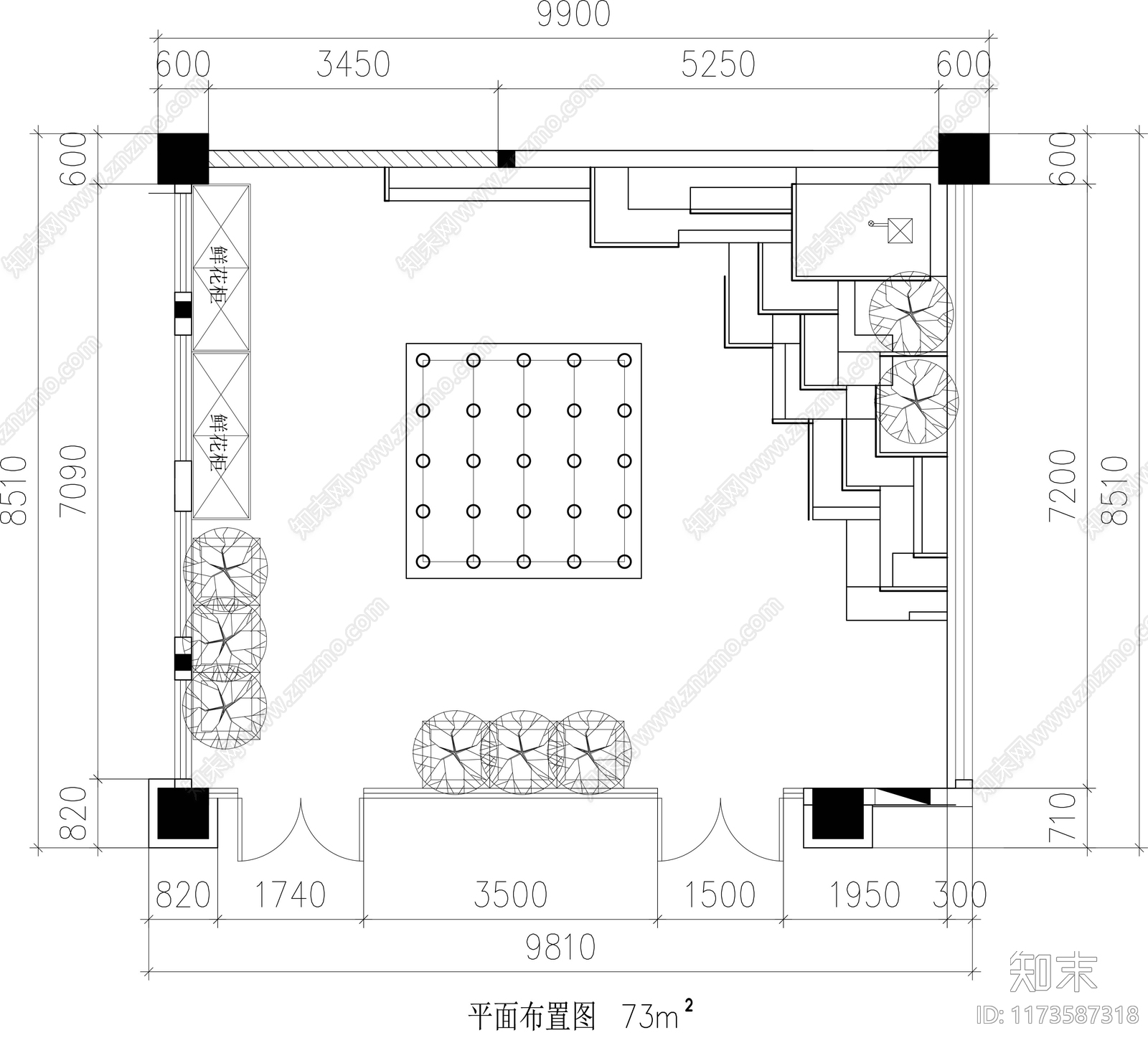 现代花店cad施工图下载【ID:1173587318】