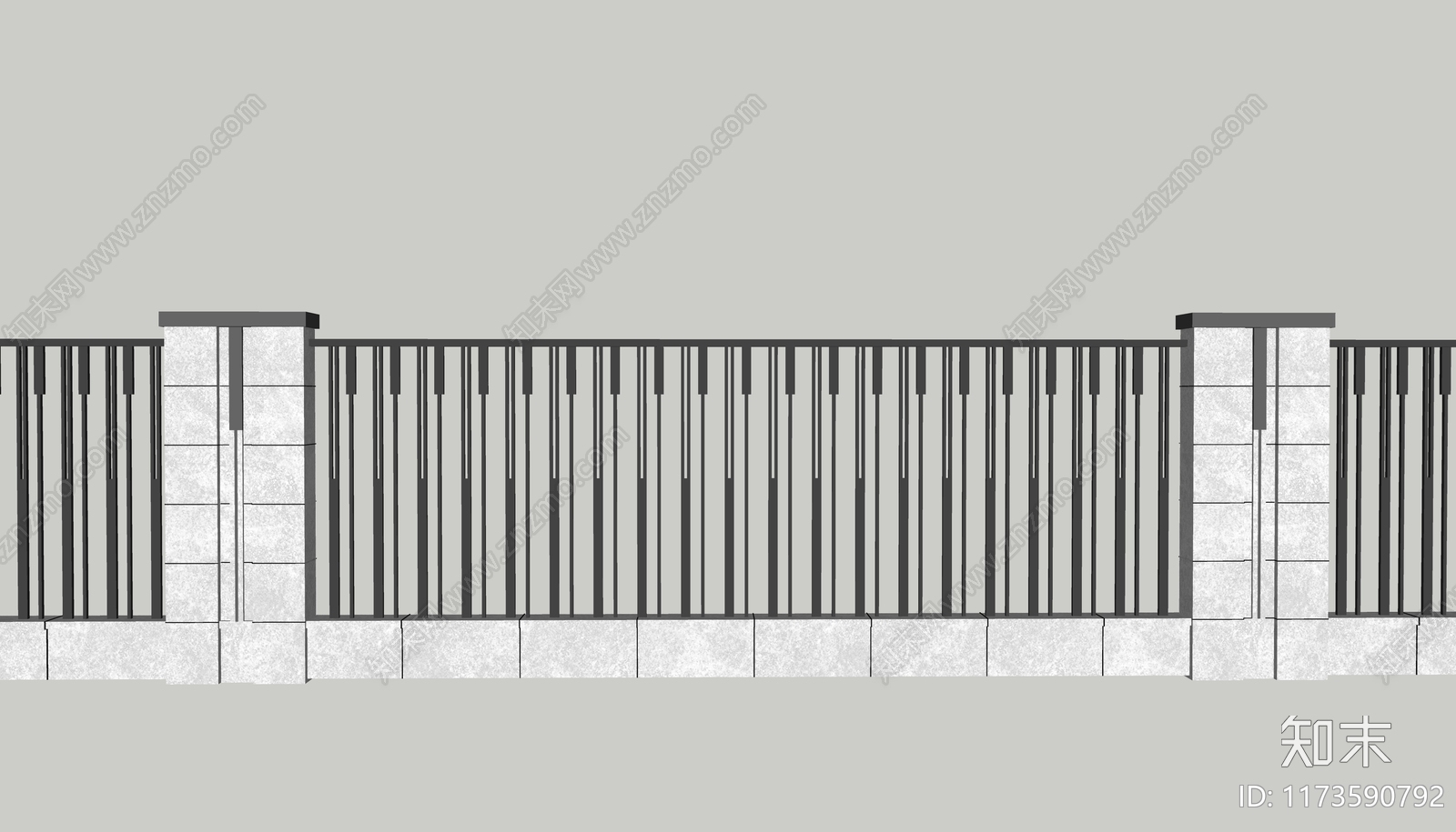 现代围墙SU模型下载【ID:1173590792】