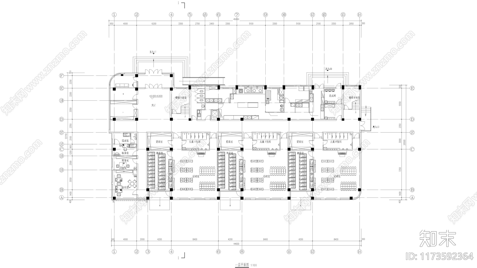 现代幼儿园建筑cad施工图下载【ID:1173592364】