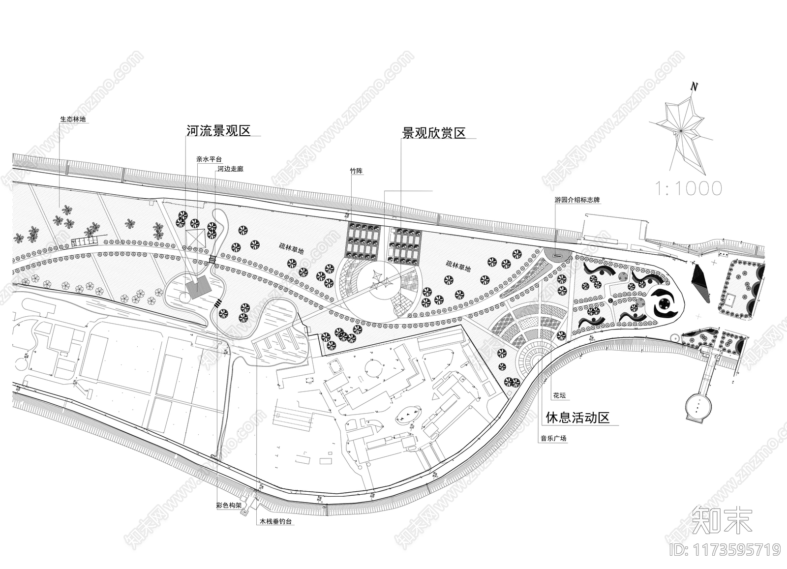 景观平面图cad施工图下载【ID:1173595719】