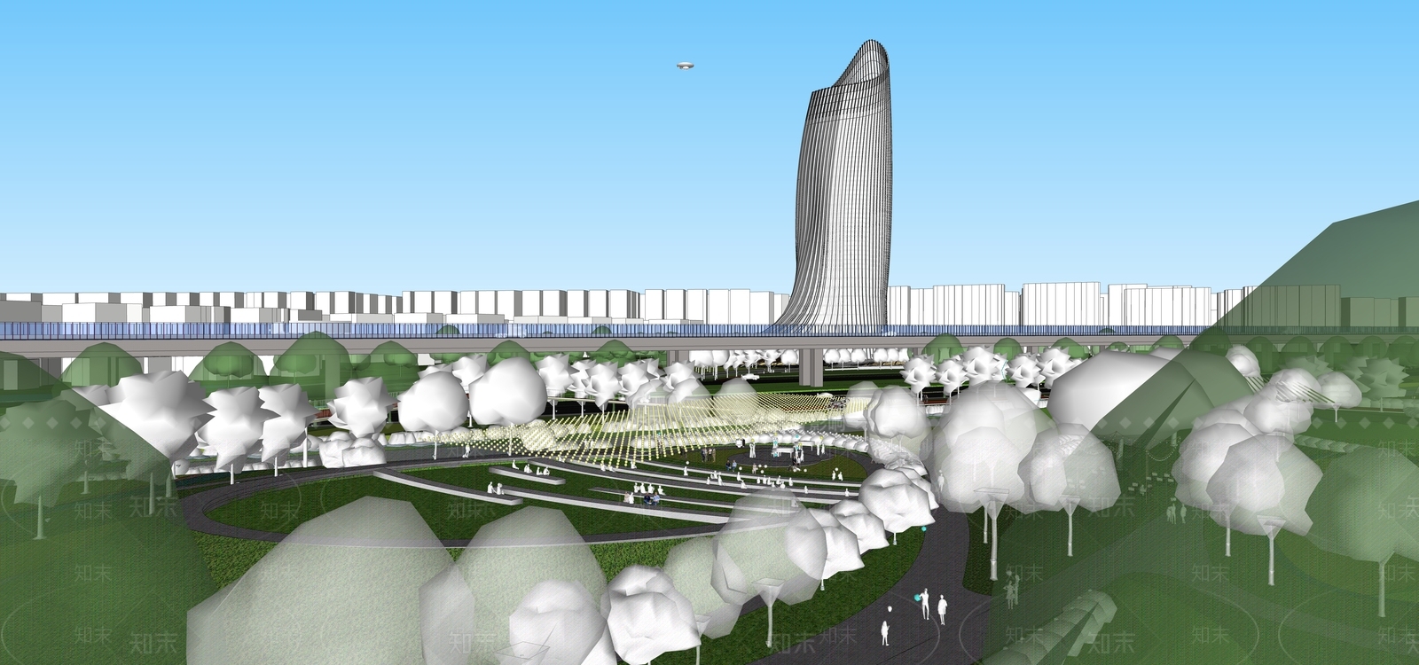 现代景观公园SU模型下载【ID:1173608574】