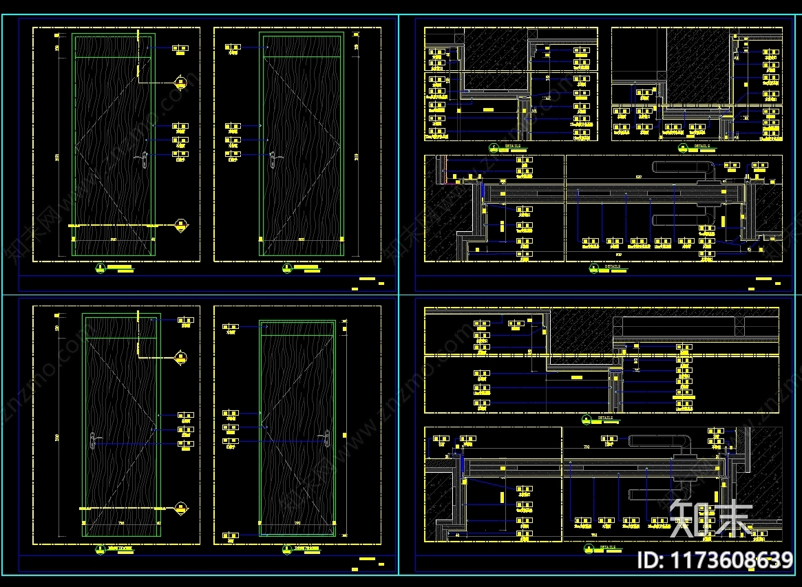 现代门节点cad施工图下载【ID:1173608639】