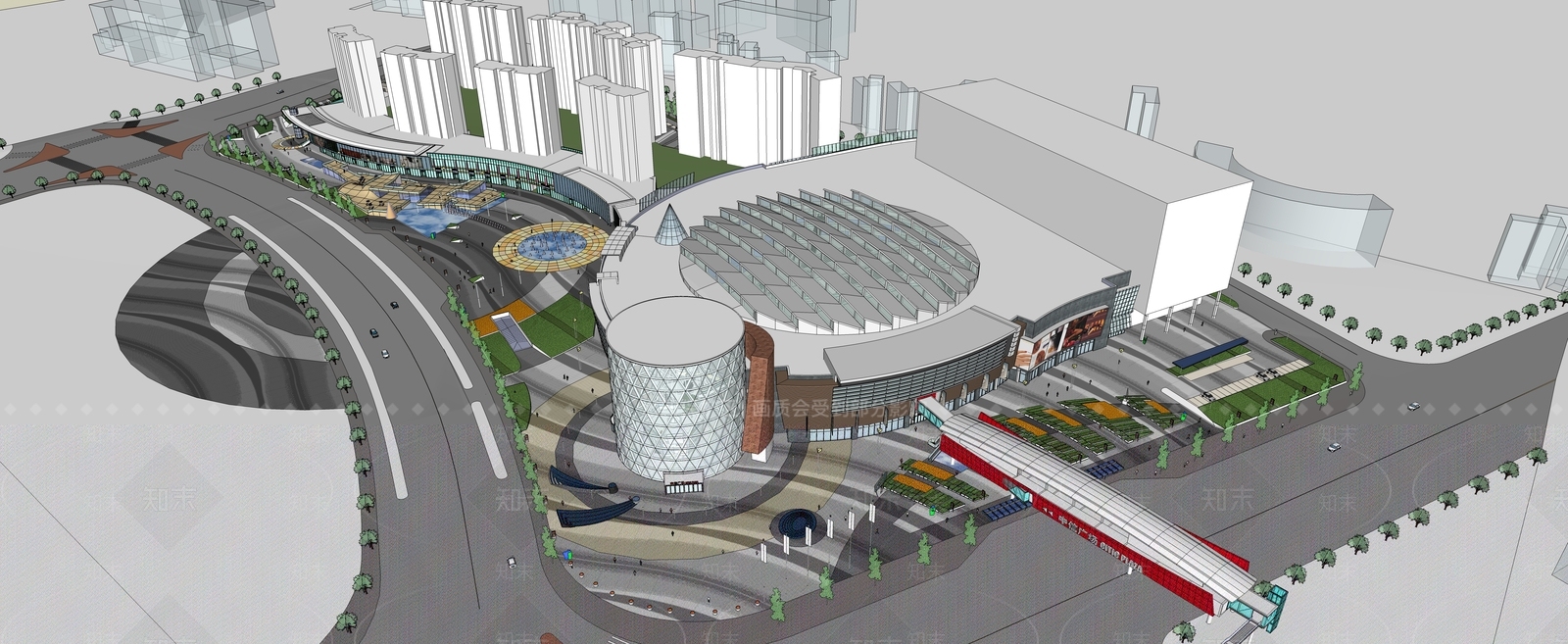 商场建筑SU模型精品下载_SketchUp模型_知末网