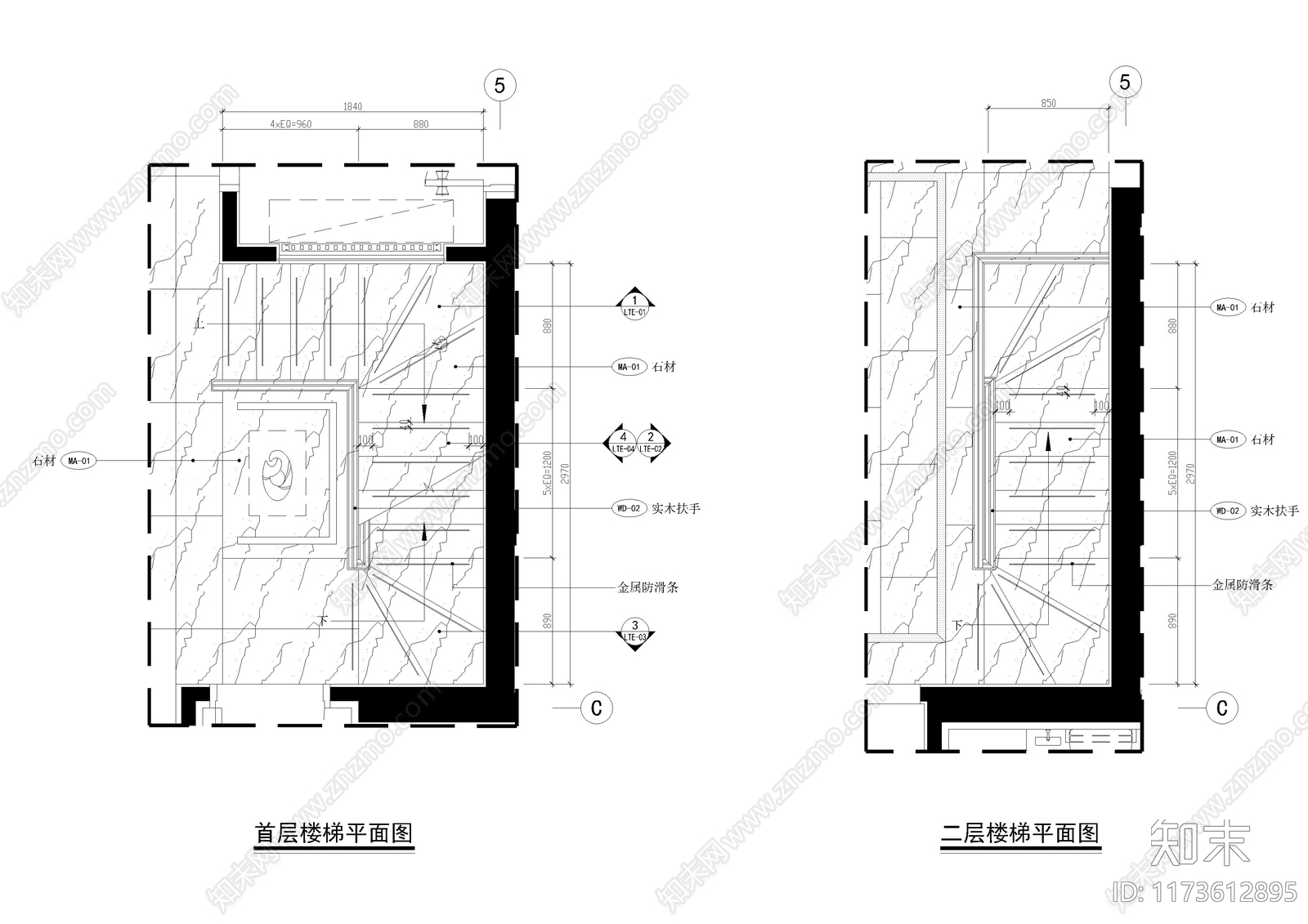 现代楼梯节点施工图下载【ID:1173612895】