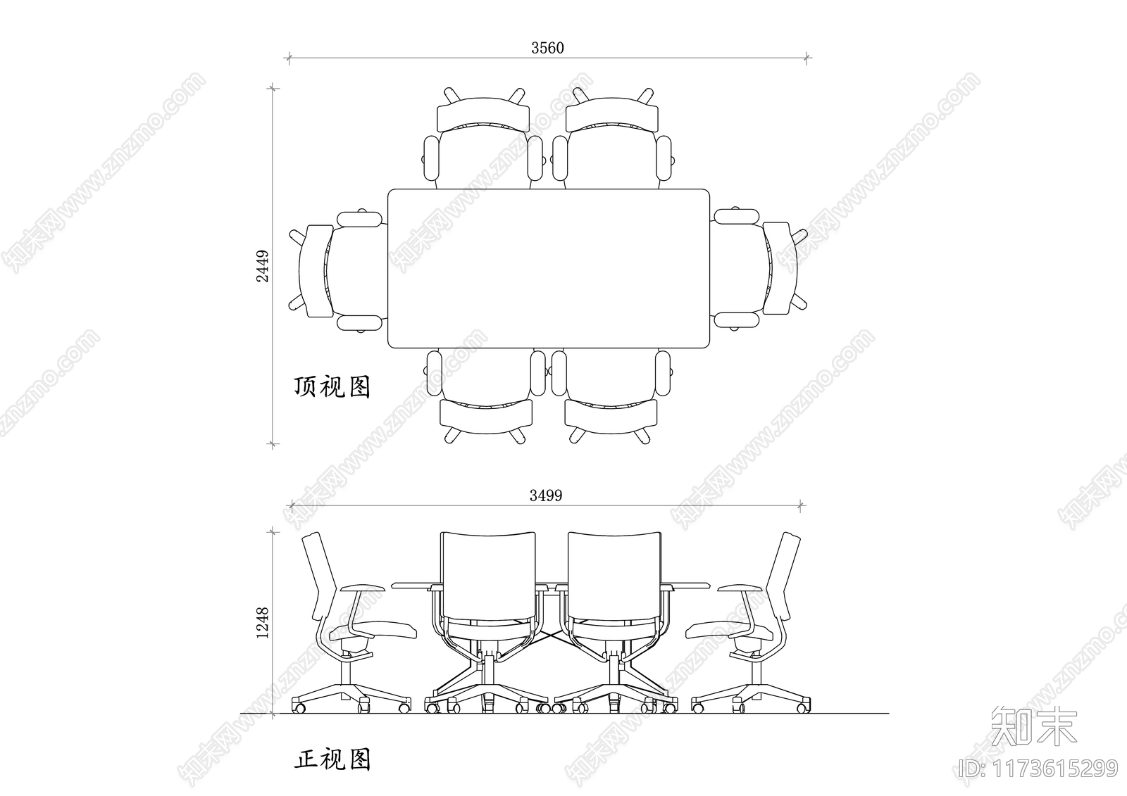 现代会议室cad施工图下载【ID:1173615299】