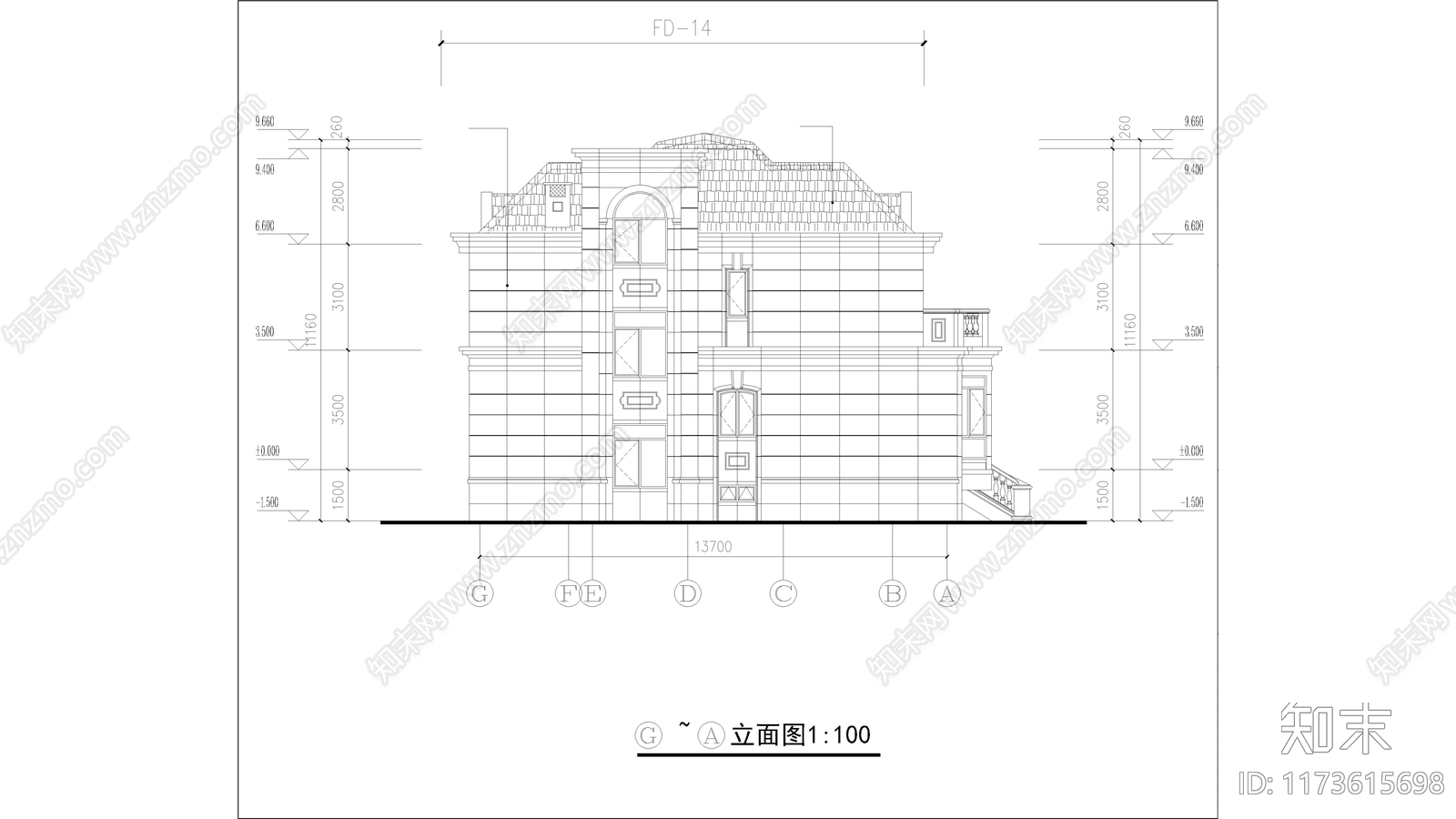 现代别墅建筑cad施工图下载【ID:1173615698】