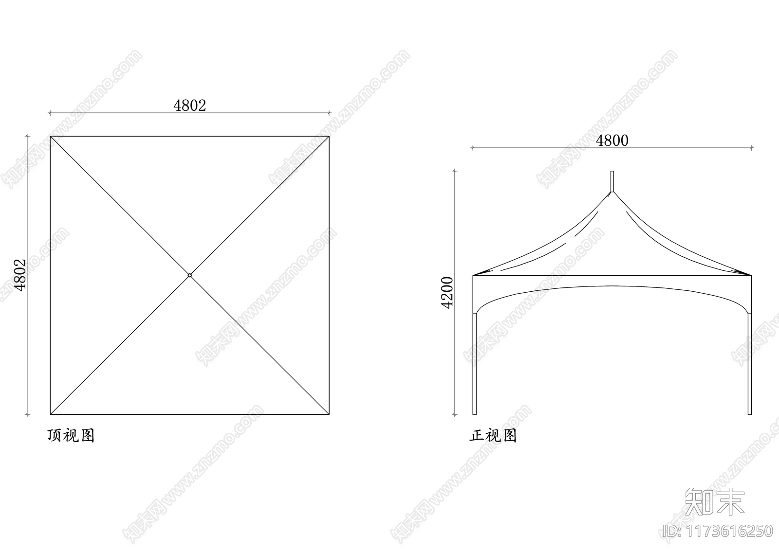 现代帐篷施工图下载【ID:1173616250】