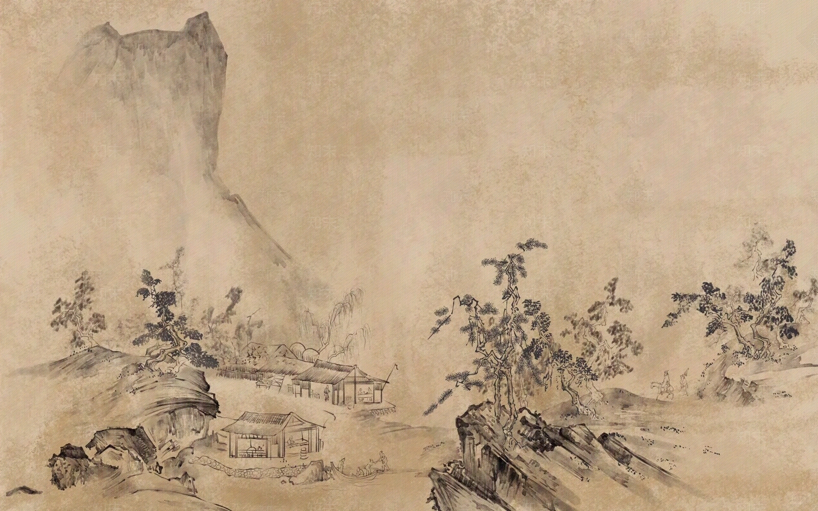 现代新中式壁画贴图下载【ID:1173617815】