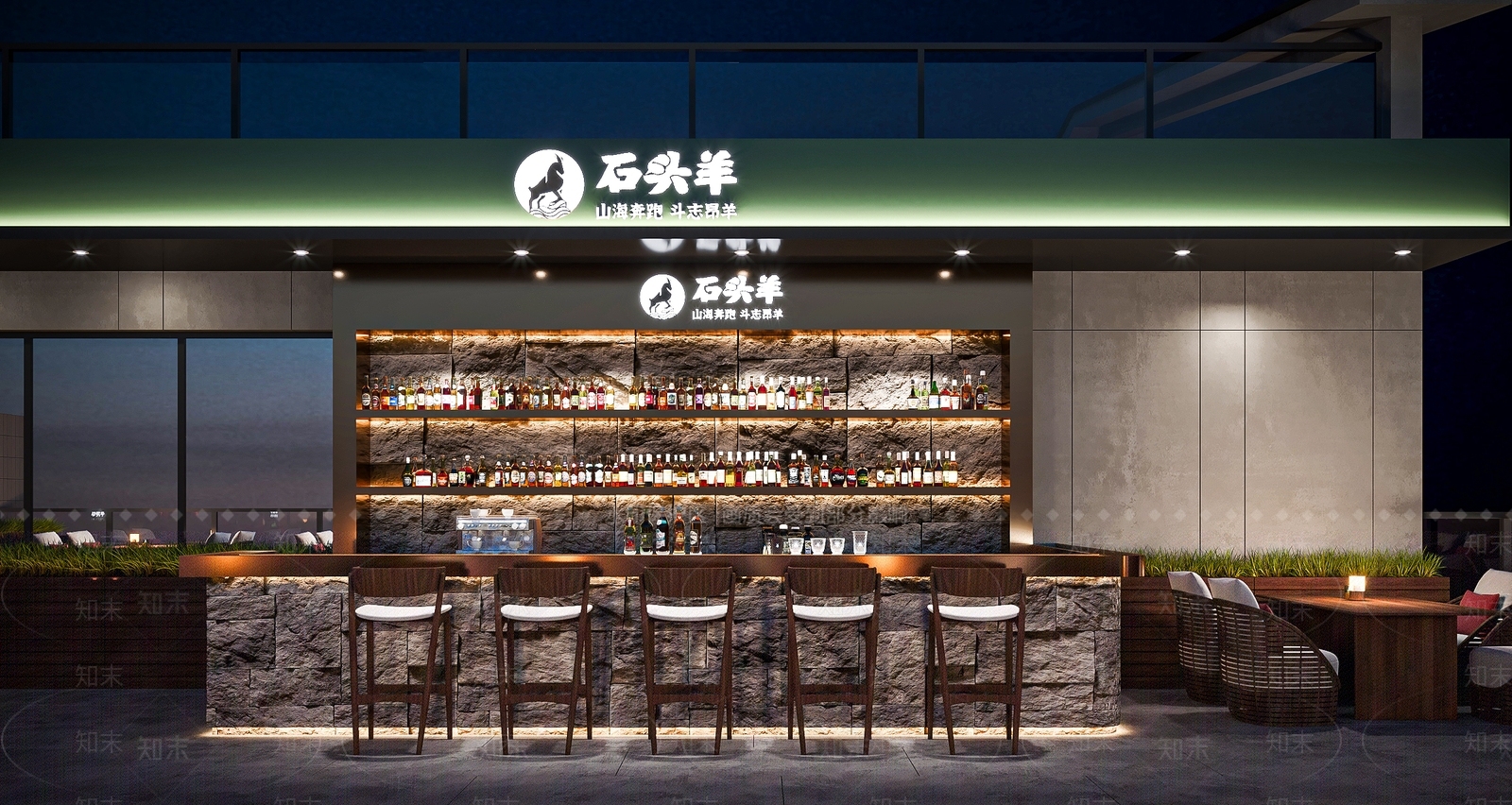 现代意式酒吧SU模型下载【ID:1173619073】