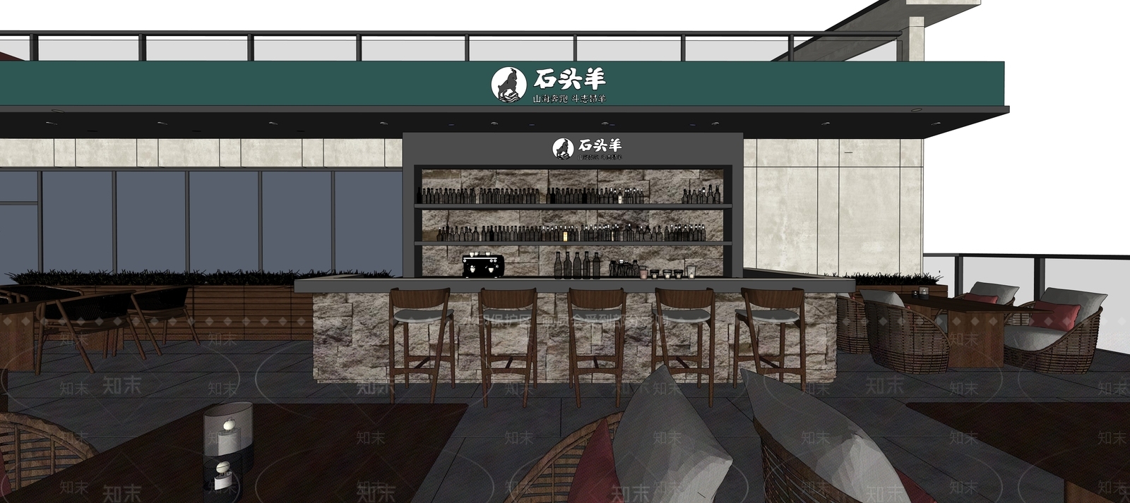 现代意式酒吧SU模型下载【ID:1173619073】