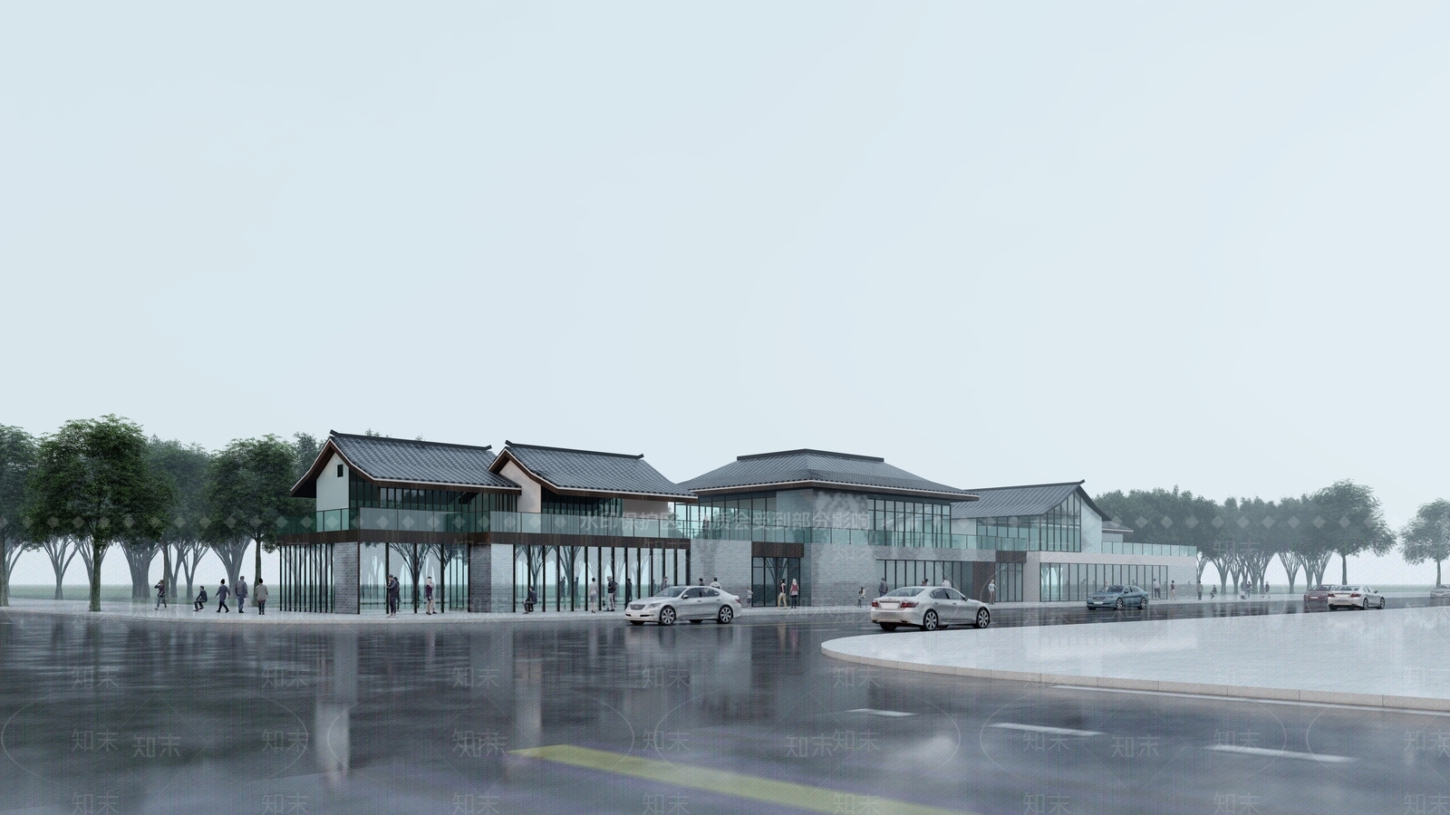 新中式商业街SU模型下载【ID:1173624893】