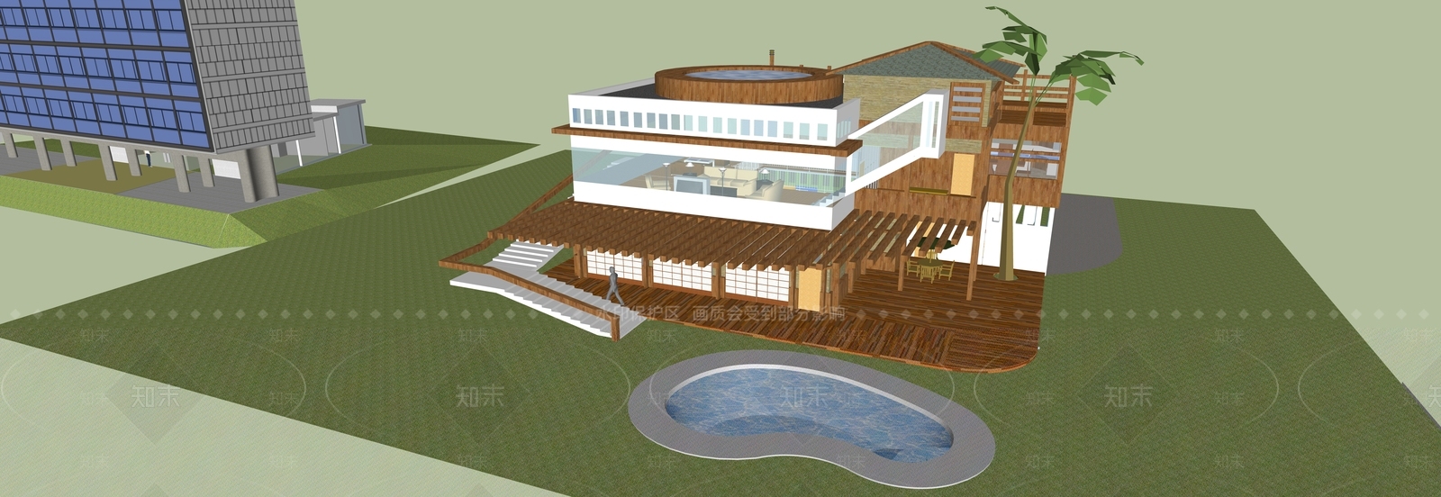 现代轻奢风格建筑SU模型下载【ID:1173625385】