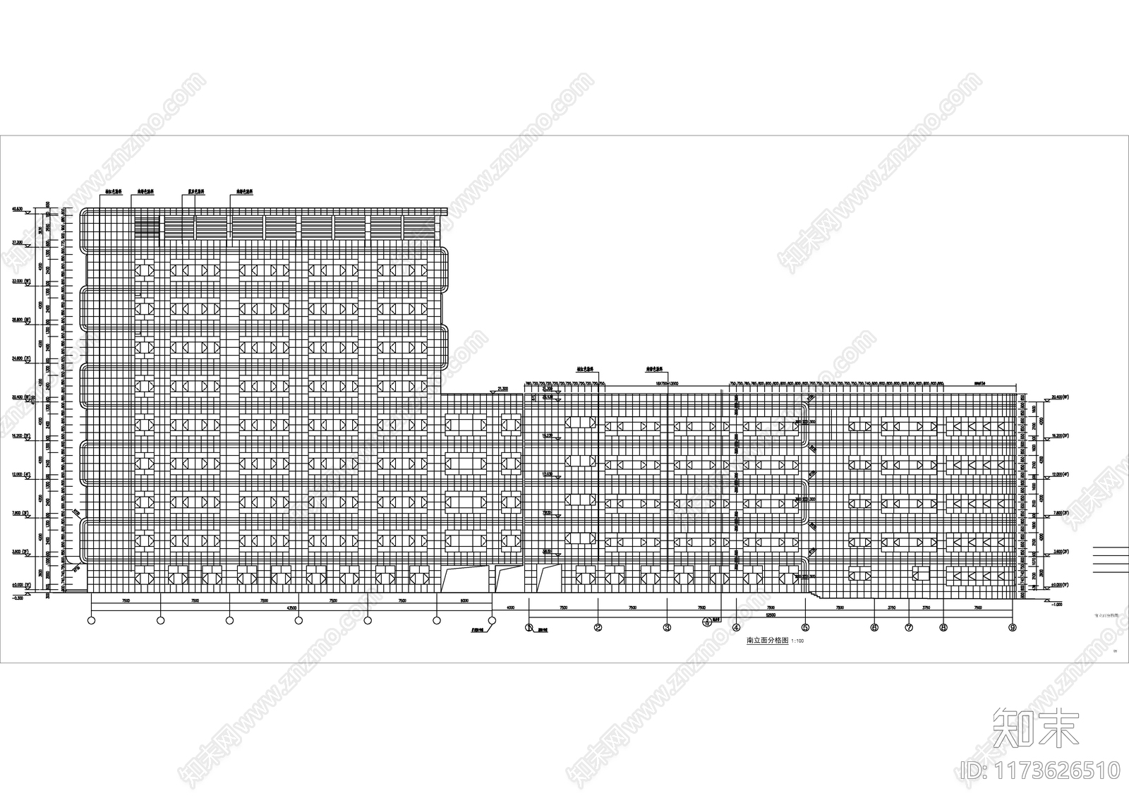 现代图书馆建筑cad施工图下载【ID:1173626510】