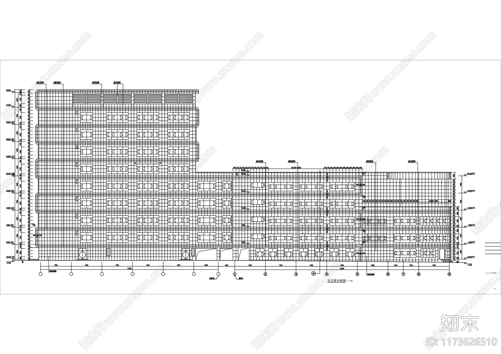 现代图书馆建筑cad施工图下载【ID:1173626510】