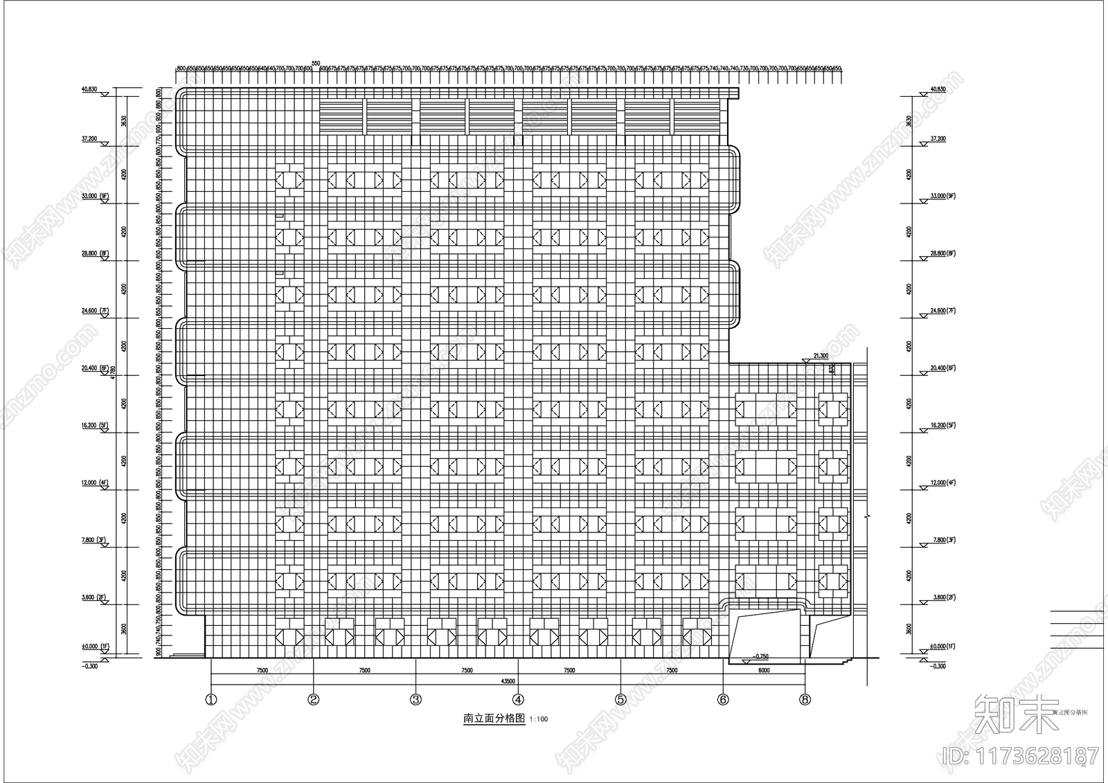 现代图书馆建筑cad施工图下载【ID:1173628187】