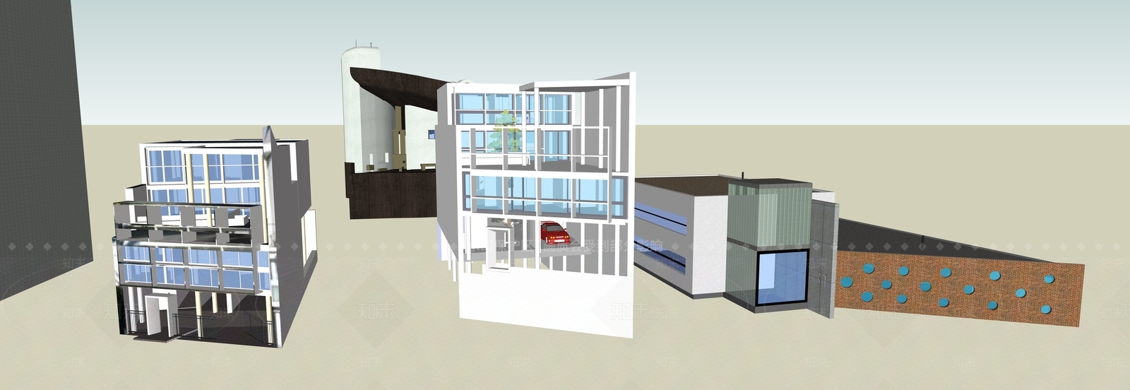 现代轻奢风格建筑SU模型下载【ID:1173628344】