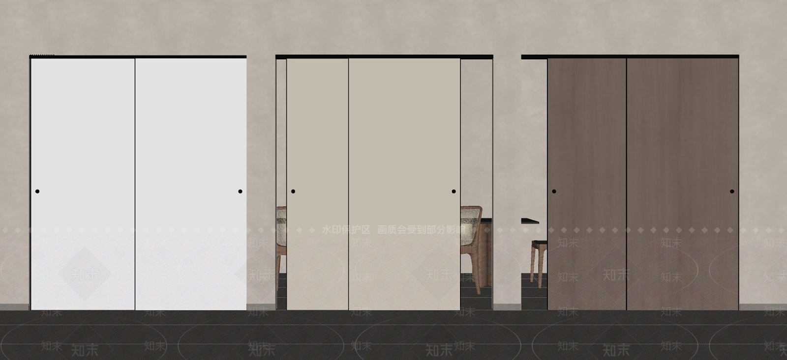现代极简推拉门SU模型下载【ID:1173631452】