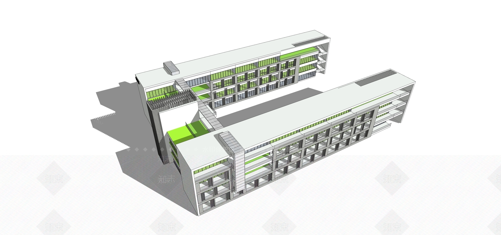 现代学校建筑SU模型下载【ID:1173635530】