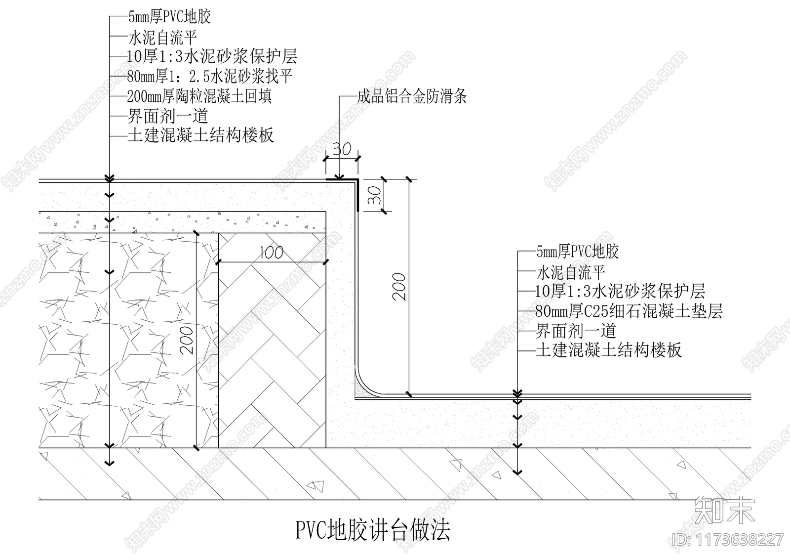 现代地面节点cad施工图下载【ID:1173638227】