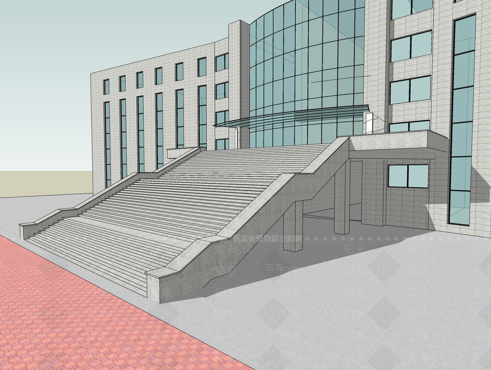 现代图书馆建筑SU模型下载【ID:1173639061】