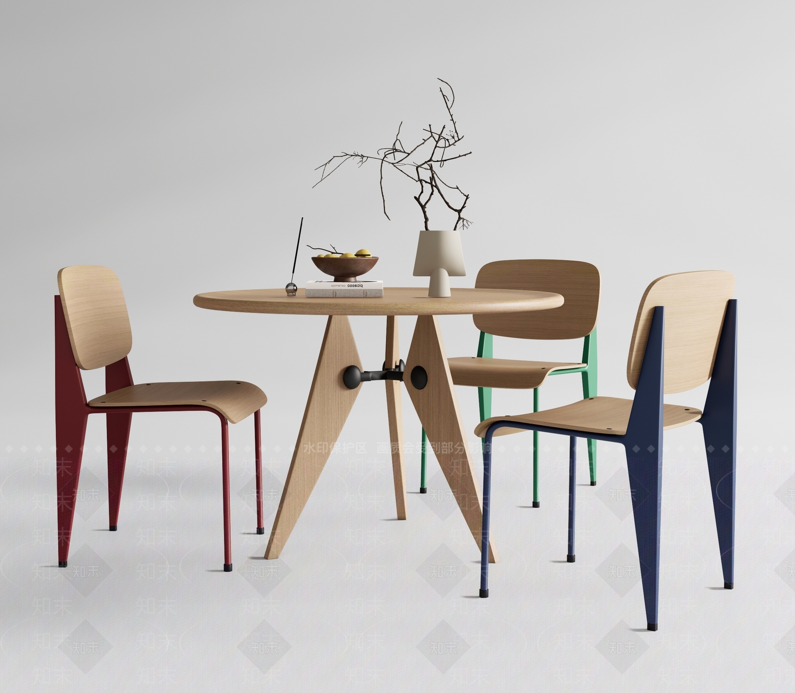 北欧原木休闲桌椅3D模型下载【ID:1173641455】