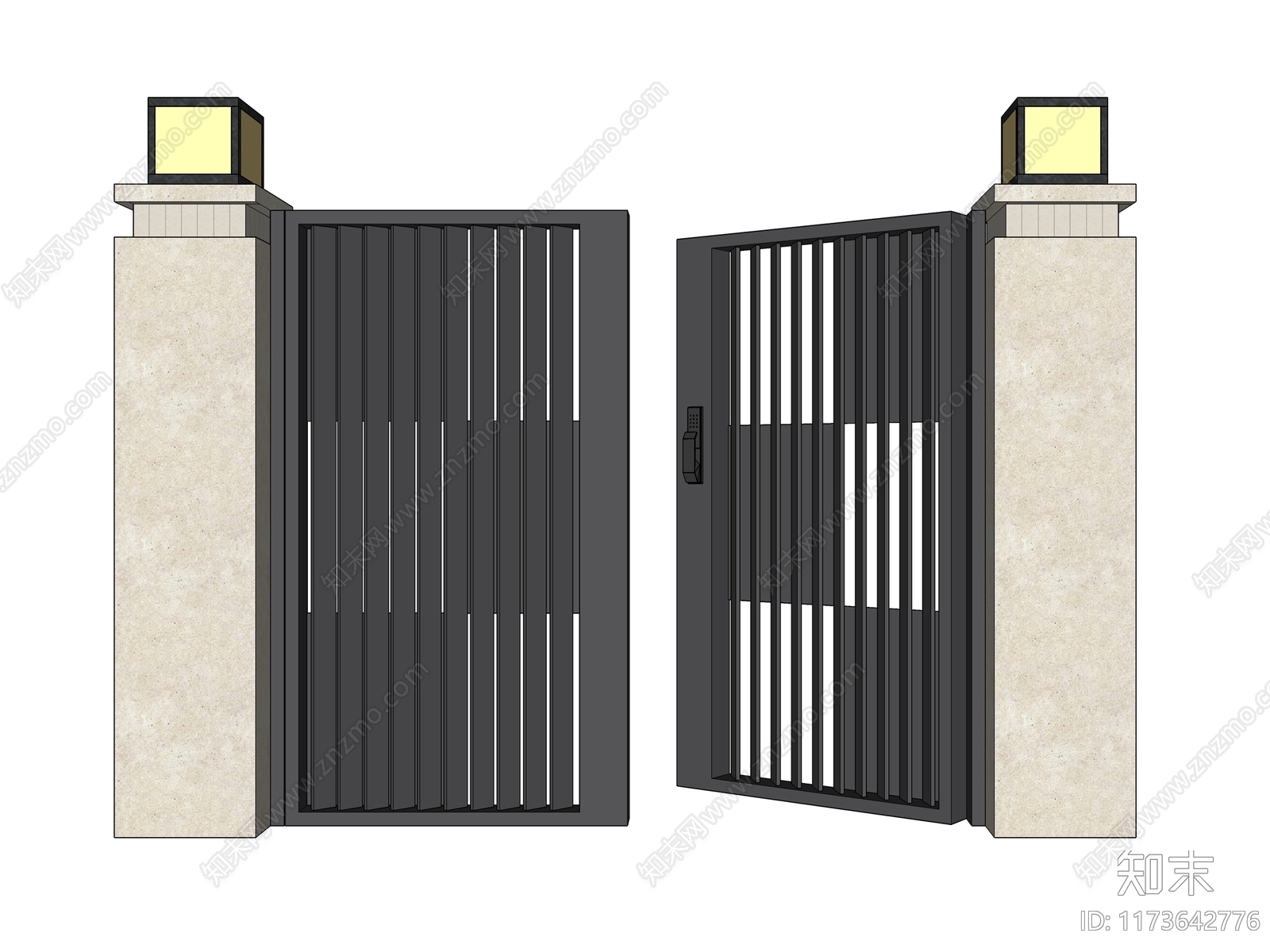 现代庭院门SU模型下载【ID:1173642776】