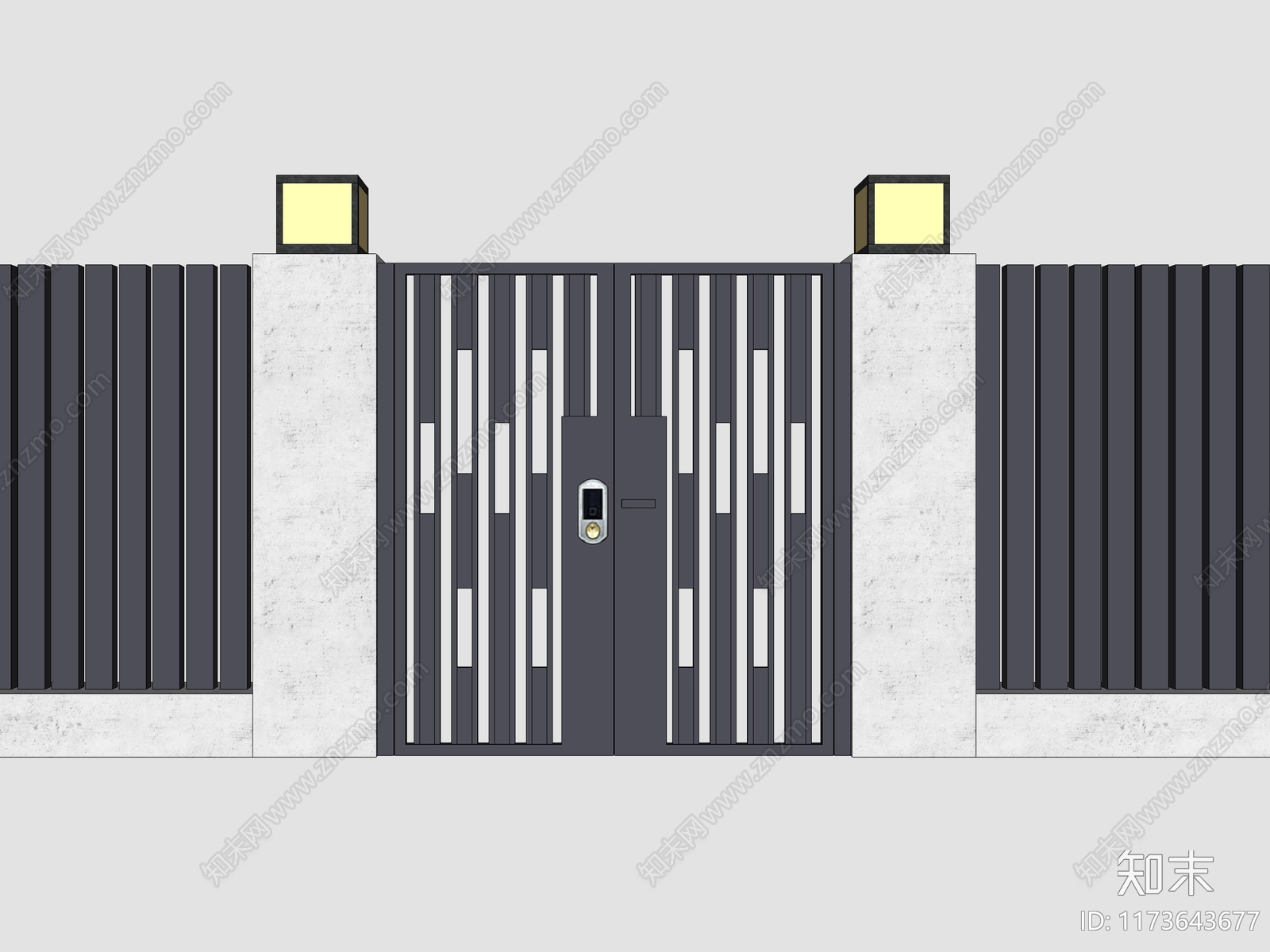 现代庭院门SU模型下载【ID:1173643677】