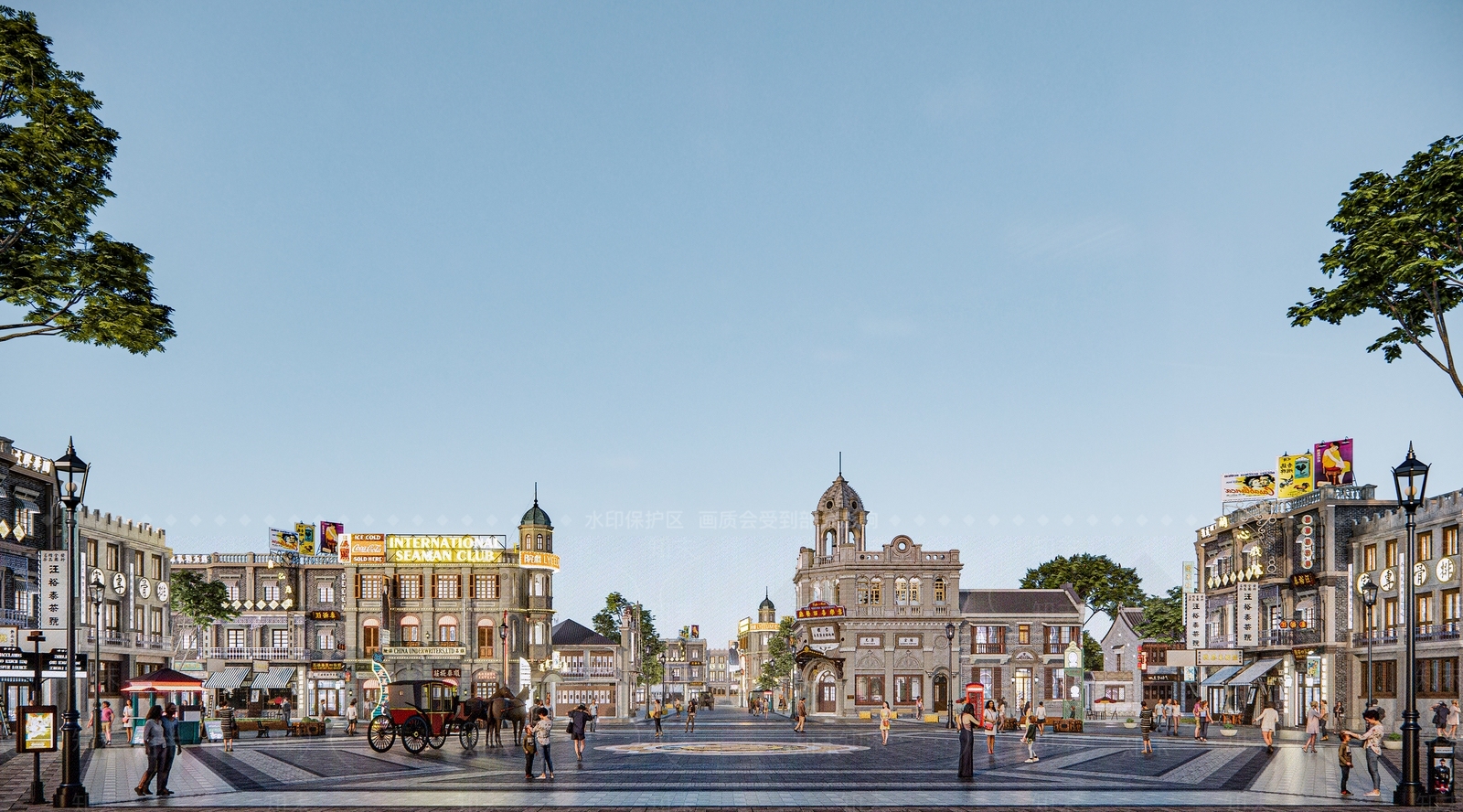 现代欧式商业街SU模型下载【ID:1173645800】