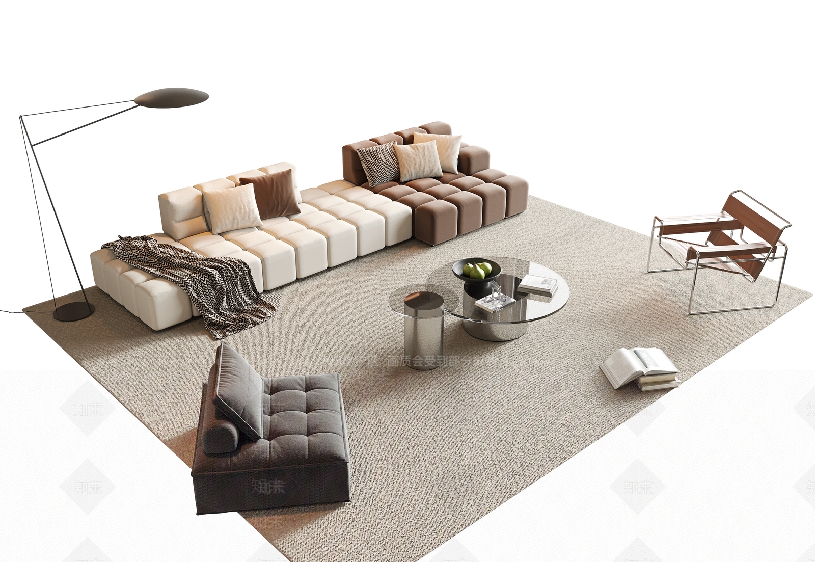 现代意式沙发组合SU模型下载【ID:1173645896】